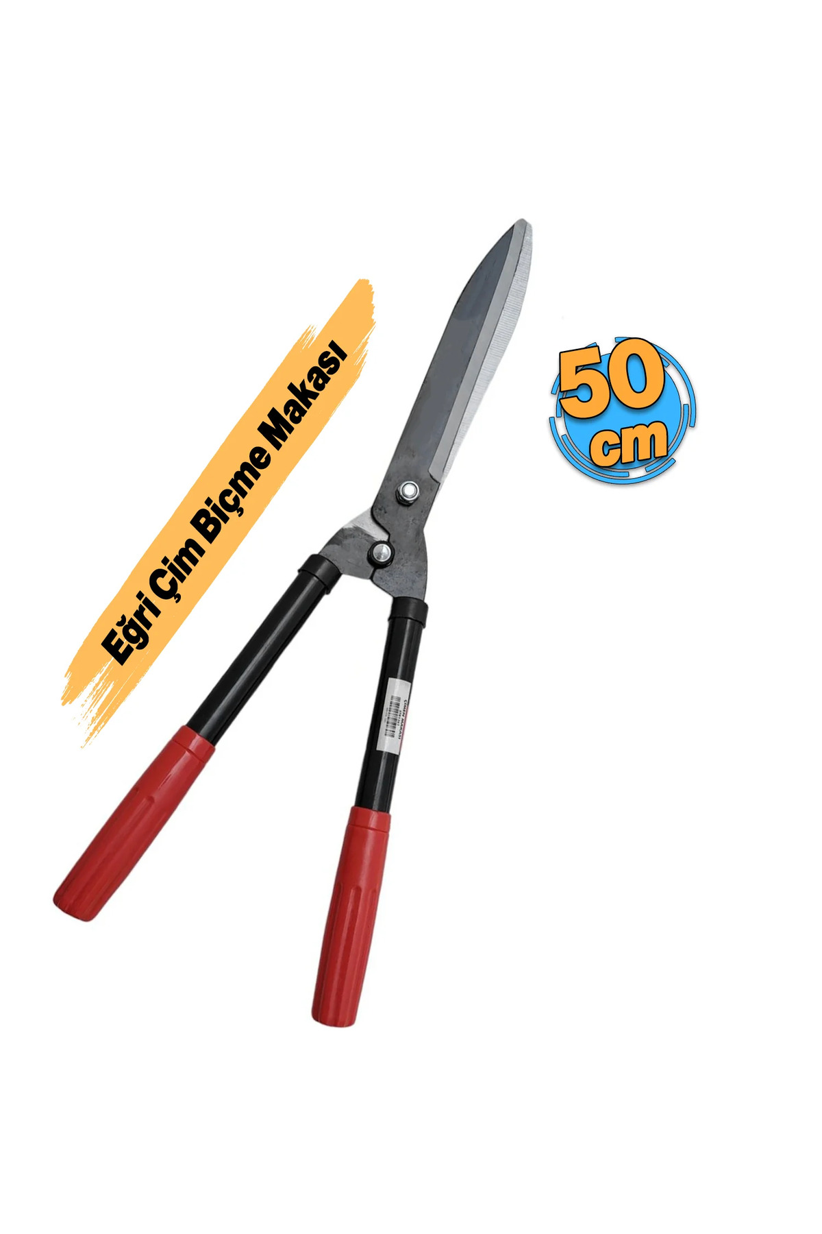 Plastik Saplı Eğri Çim Budama Makası Çalı Çimen Biçme Kesme Makas 50 cm Keskin Metal Bıçkı 1 Adet 1
