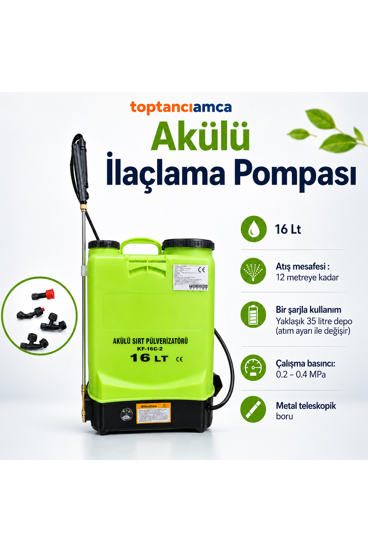 Şarjlı Sırt Tipi İlaçlama Pompası 16 Lt Elektrikli Ağaç Dal Bağ Bahçe Bitki Pülverizatör ilaç Pompası KF16C 2 1