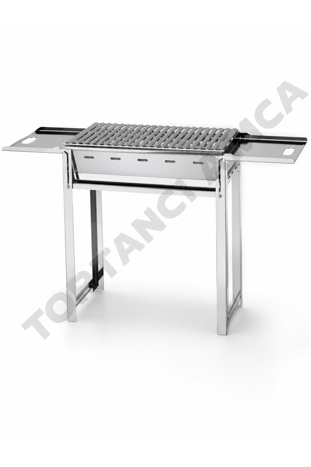 Araç Arkası Mangal Bagaj Mangalı Metal Gövde Krom Izgara 27 x 50 cm 4 kişilik mangal katlanır kolay temizlenir Izgara 5