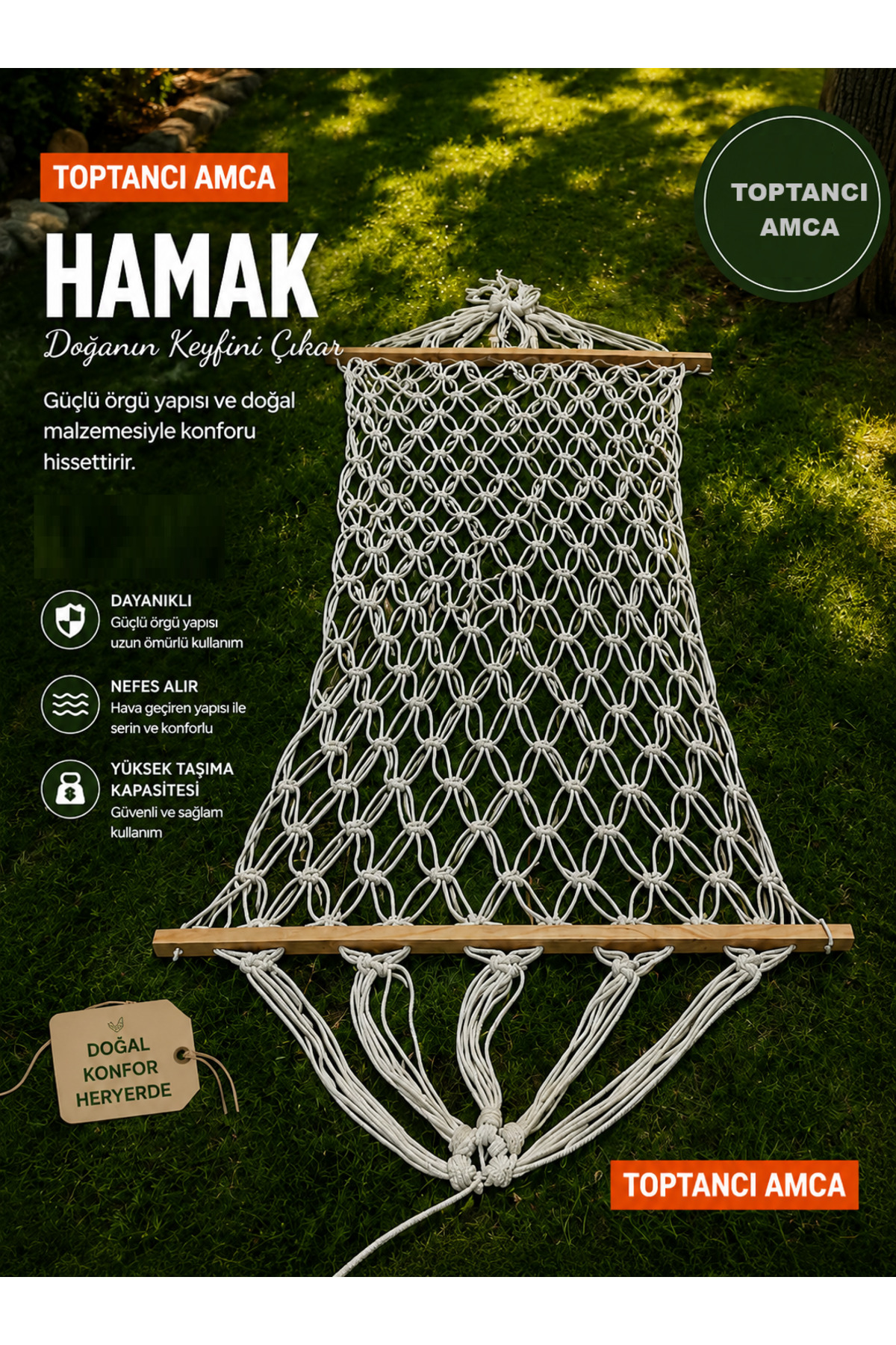 ÇİFT KİŞİLİK ÇİFT KATLI KREM HAMAK İKİ KİŞİLİK KAMP HAMAK KURULUMA HAZIR SALINCAK 8 MM ÖRGÜ İPLİ + 6 METRE BAĞLAMA İPİYLE GÖNDERİLİR 5
