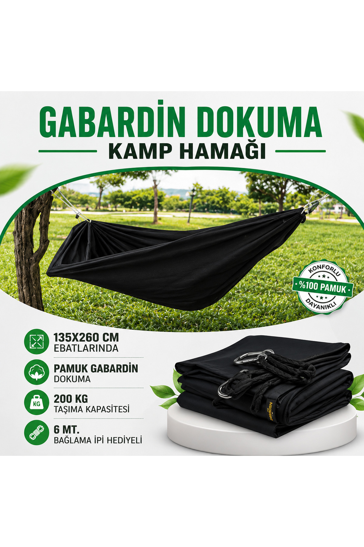 Salıncak Hamak Kamp Hamağı Piknik Hamağı Bahçe Balkon Kamp Outdoor Av Avcı Dağcı Spor Hamak 135 x 260 3