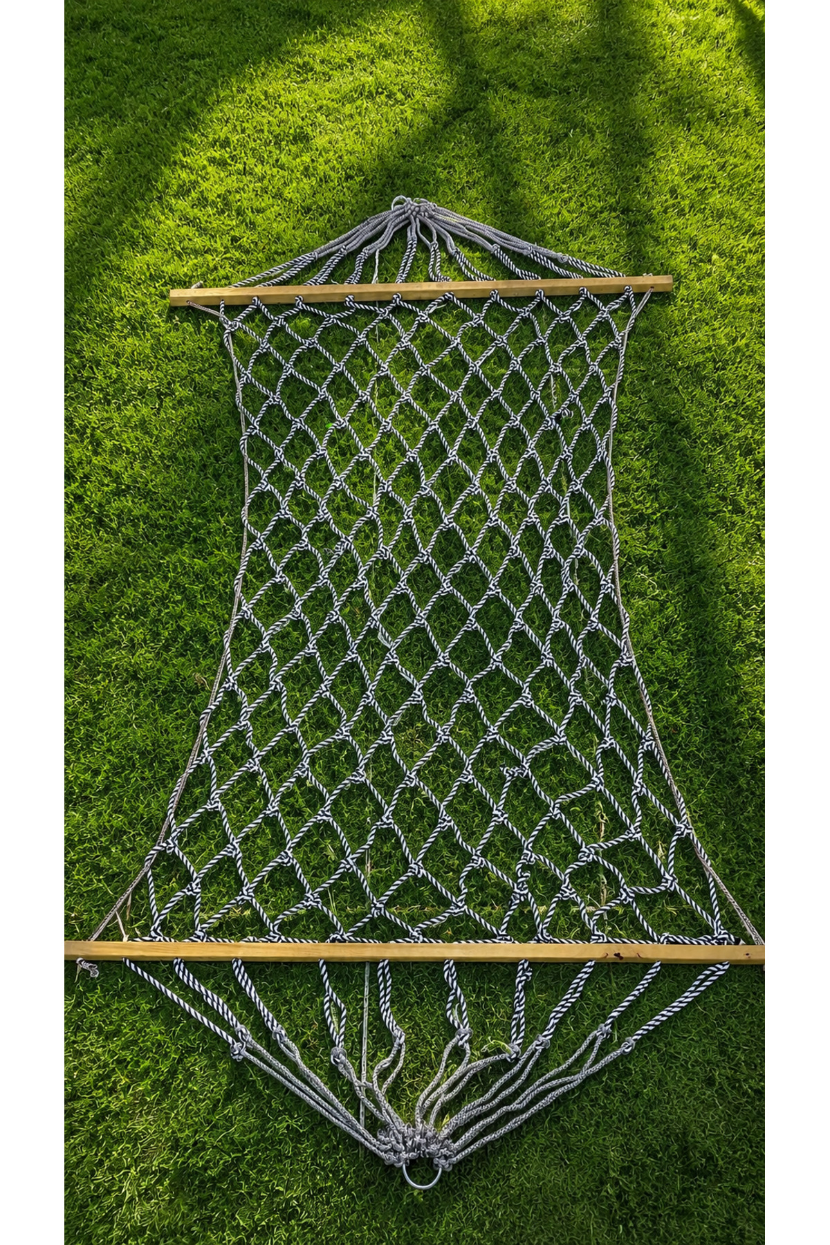 Özel tasarım ip hamak mavi beyaz işlemeli hamak salıncak çift kişilik hamak 120x 190 cm 6 metre bağlama ipli görseldeki gibi - 1