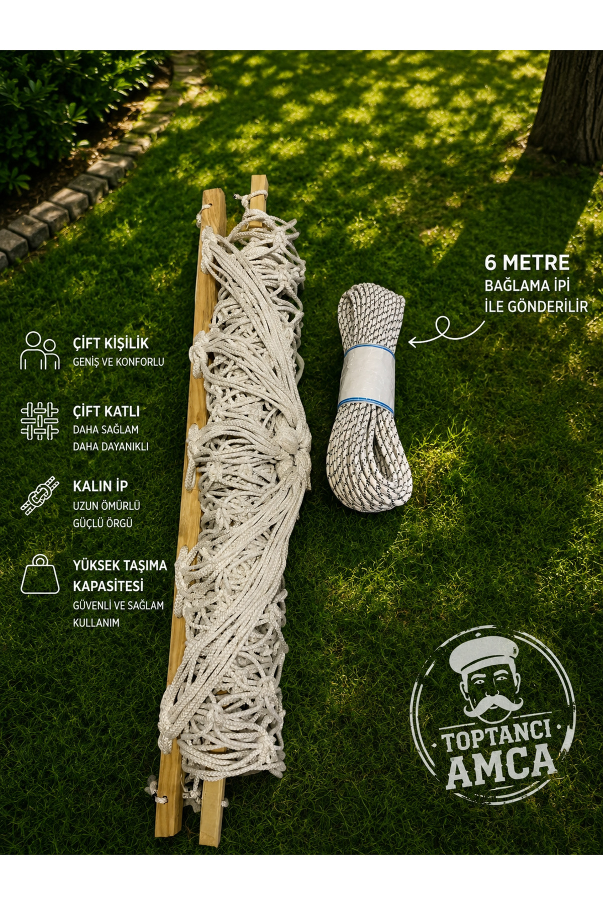 Çift kişilik çift katlı makrome hamak kalın ipli tr nin en iyi hamağı salıncak 350 kg taşıma 6 metre iple gönderlir 2