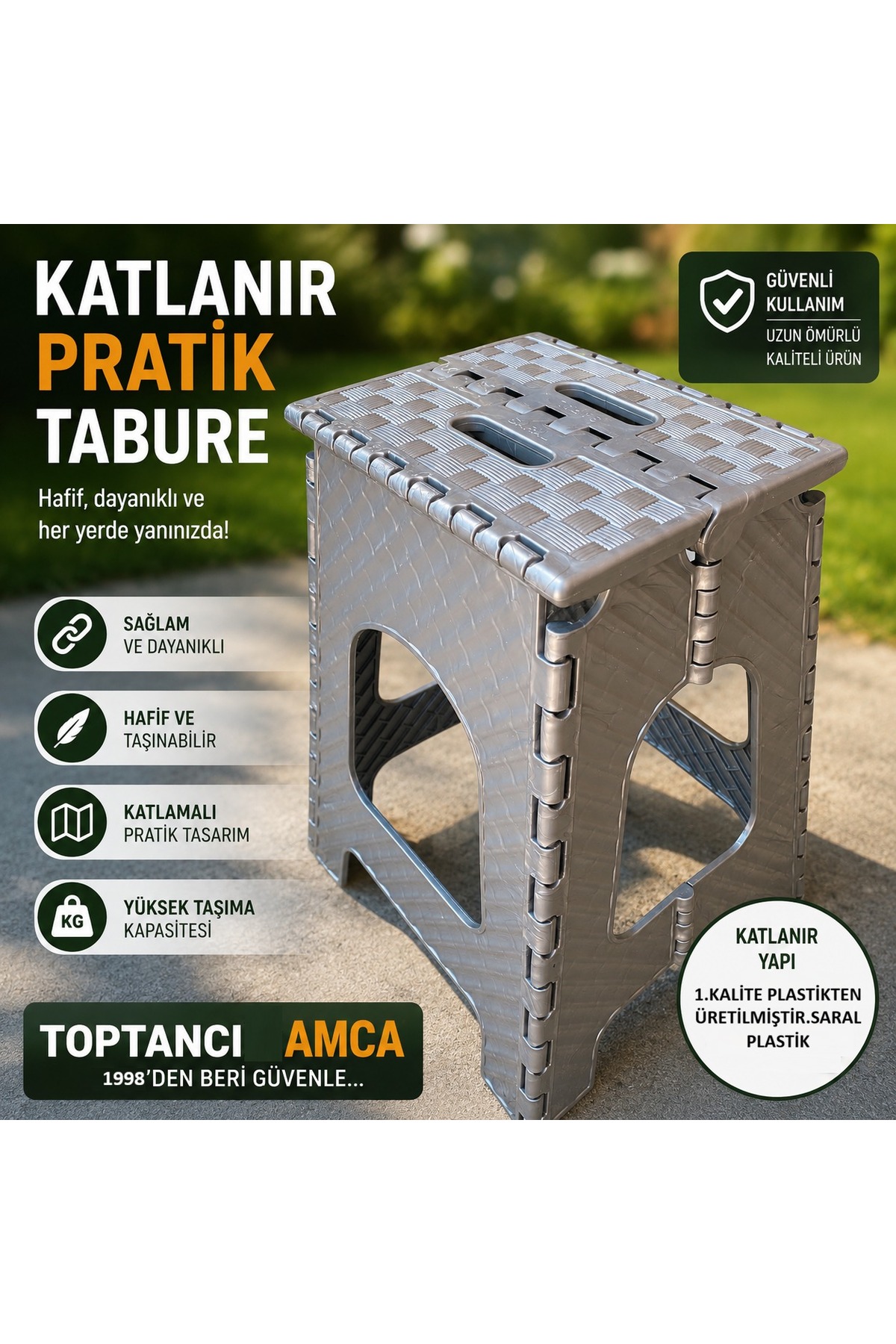 KATLANIR KAMP TABURESİ KATLANIR TABURE 1. KALİTE PLASTİK TABURE KATLANIR OTURAK KAMP ÜRÜNLERİ