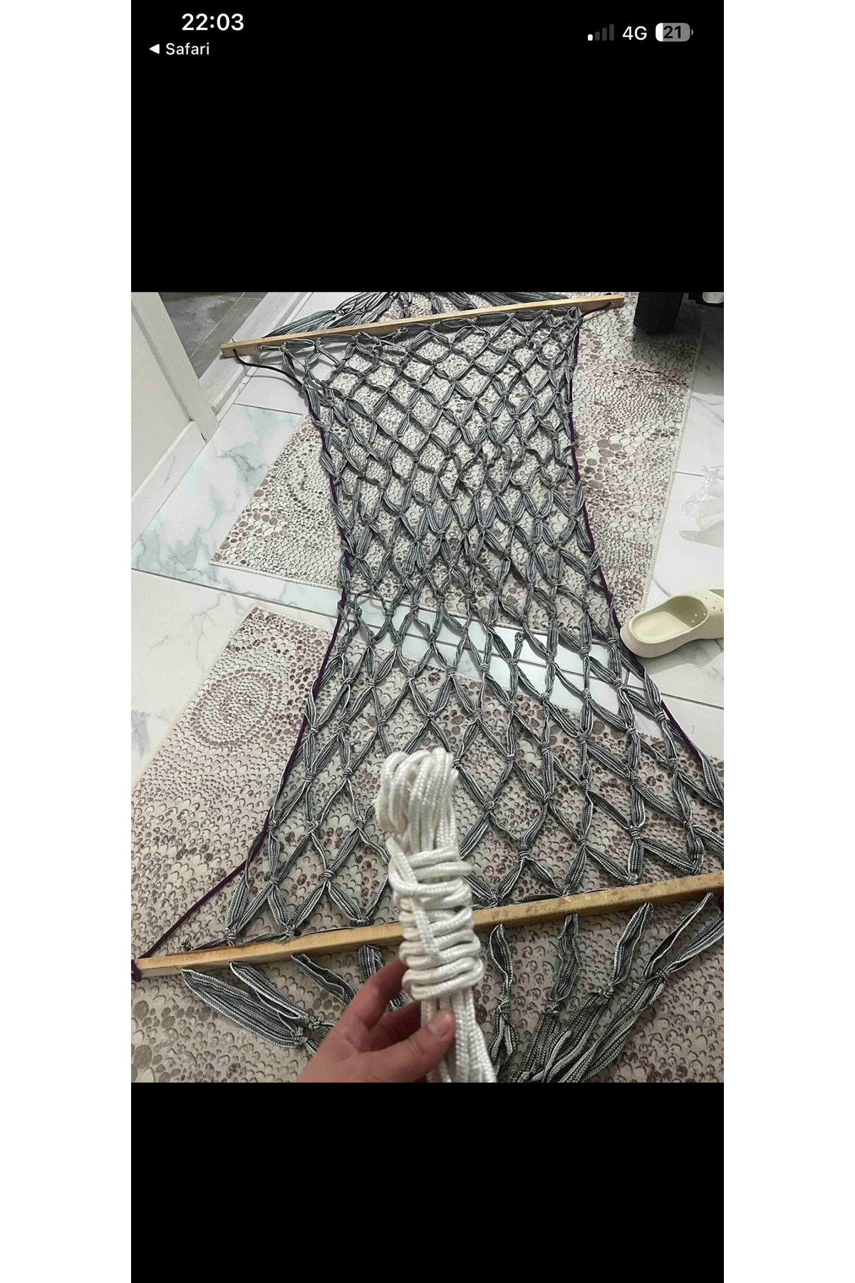 Kolon Hamak 120x190 cm 6 Metre Bağlama İpli 1-2 Kişilik Bahçe Balkon Kamp Hamağı 2
