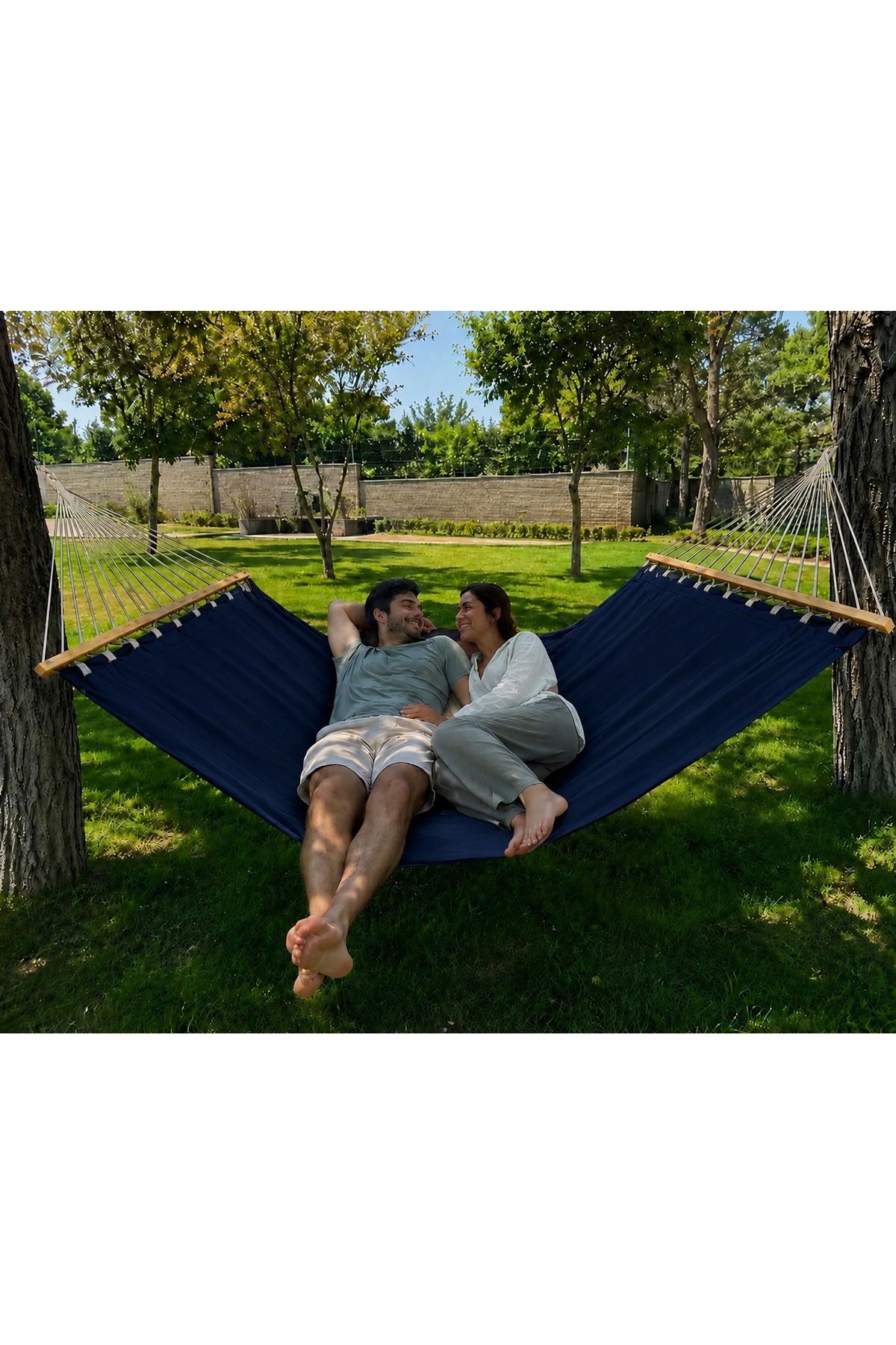 Kumaş Hamak Çift Kişilik 120x190 cm 300 Kg Taşıma Kapasiteli | Bahçe ve Kamp Hamağı Makinede yıkanabilir Sırtta İz yapmayan Hamak 3