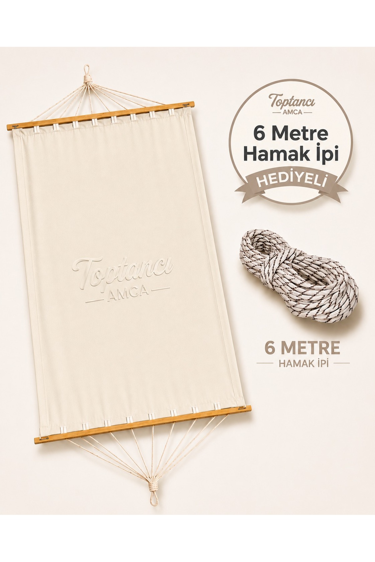 ÜÇ Kişilik Bahçe Hamağı 120x190 cm | Kumaş Hamak | 300 Kg Dayanıklı | Yıkanabilir | Yerli Üretim | Bağlama İpli 3