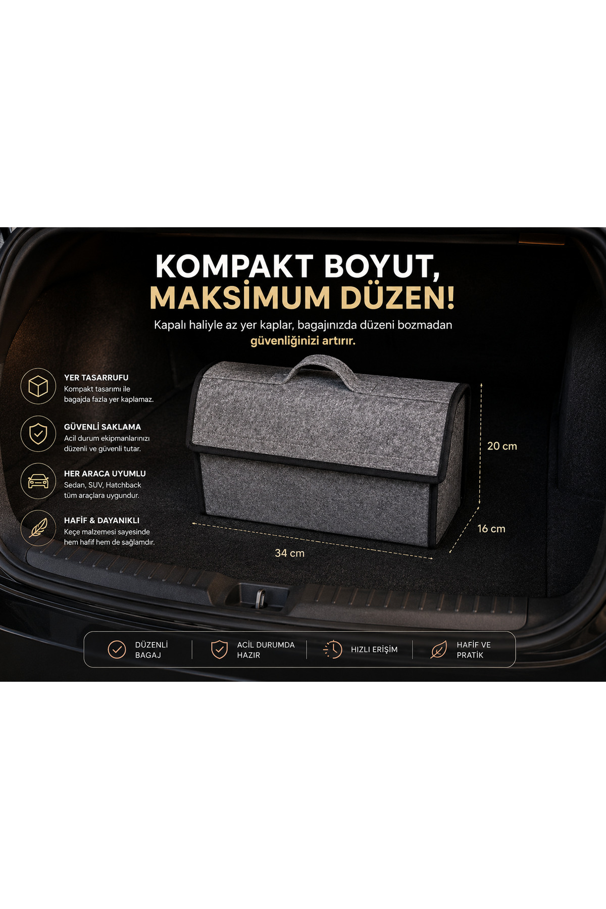 Araç muayne uyumlu trafik seti acil trafik seti el feneri çeki halatı pense tornavida araç seti 4
