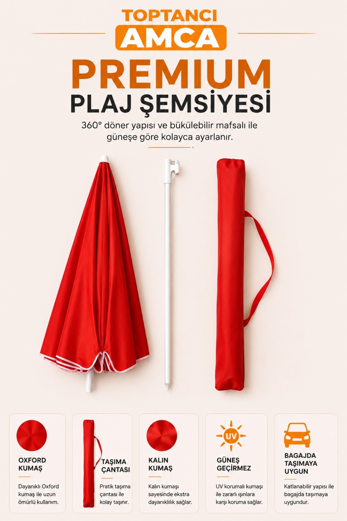 Plaj Şemsiye Oxford Kumaş Güneşi tamamen kesen kılıflı 180 cm çaplı dayanıklı Şemsiye Güneş Şemsiyesi PİYASANIN EN KALINI 4