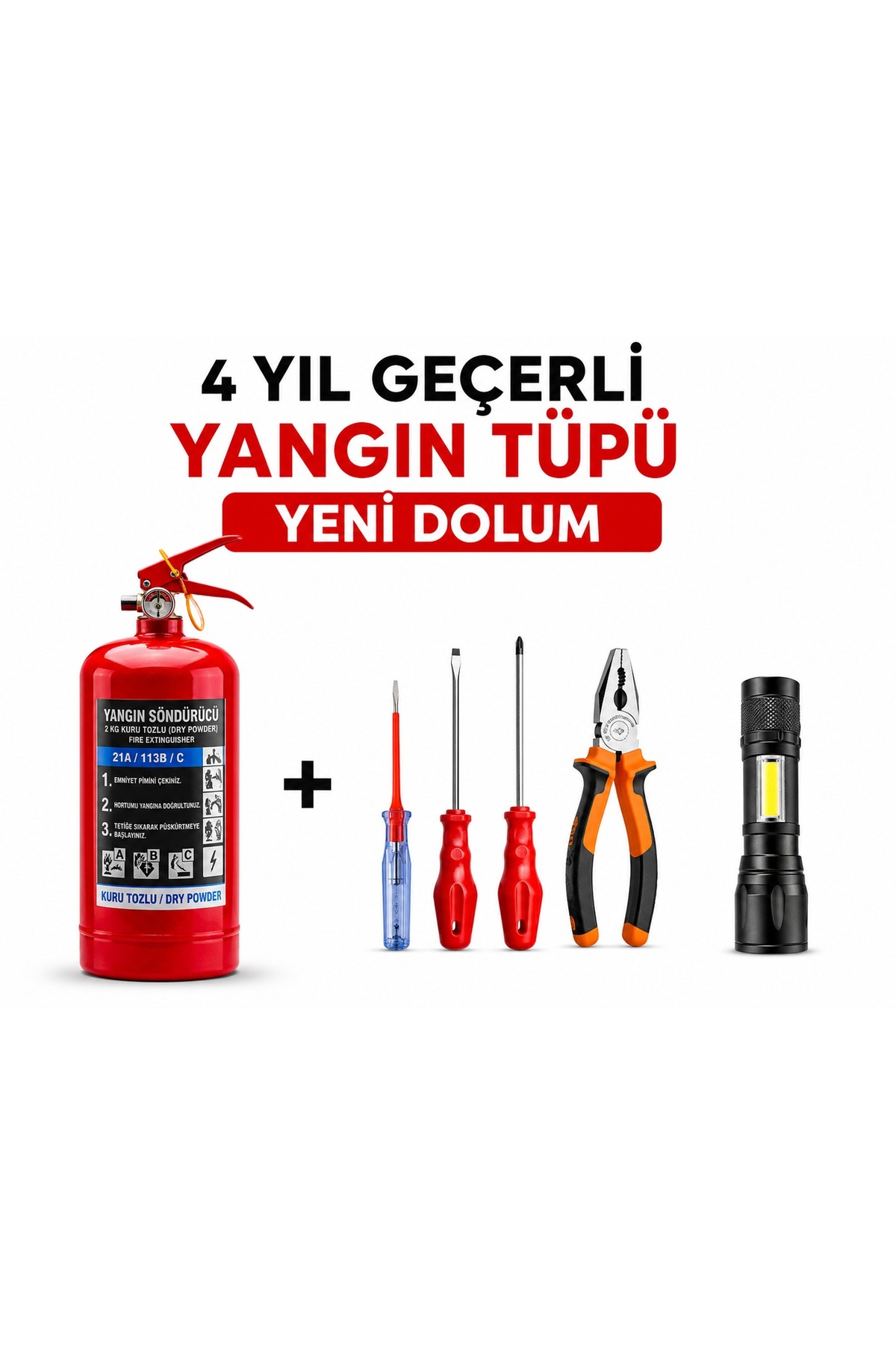 ZORUNLU ARAÇ SETİ TRAFİK SETİ 12 PARÇA ÇEKİ HALATI İLK YARDIM YANGIN TÜPÜ SÜPER ARAÇ SETİ + SAKLAMA KUTULU 5