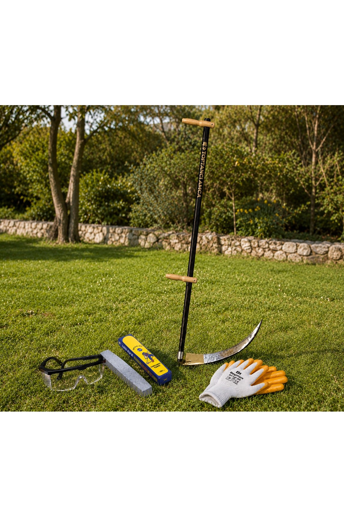 4LÜ SET ! Tırpan Ot Biçme Tırpanı Profesyonel Bahçe Tarla Çayır Biçme Aleti 80 cm Çelik Bıçak 155 cm Saplı Set 5