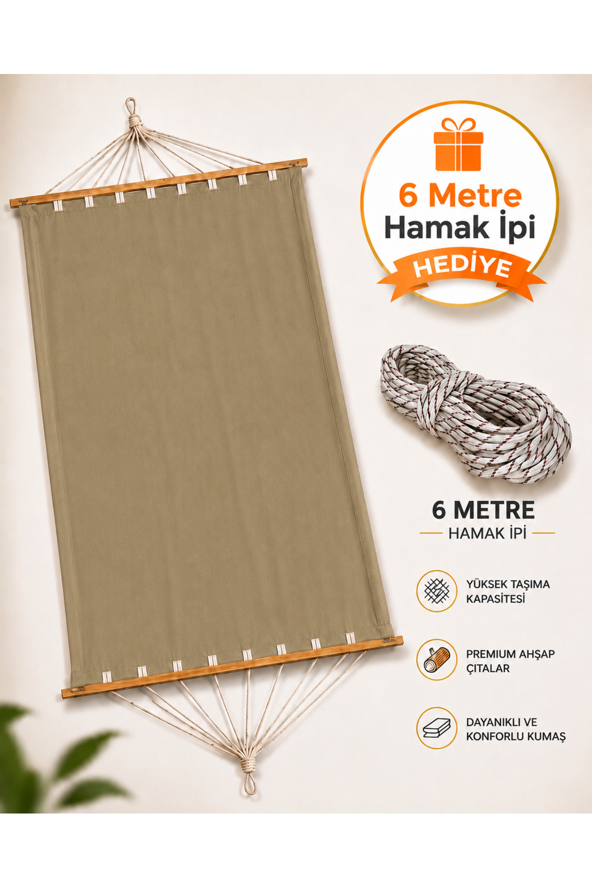 Çift Kişilik Kumaş Hamak Salıncak Pamuklu Kalın Kumaşı Bağlama Ipli 300 kg 120 cm x 190 cm RENK SEÇİNİZ 3