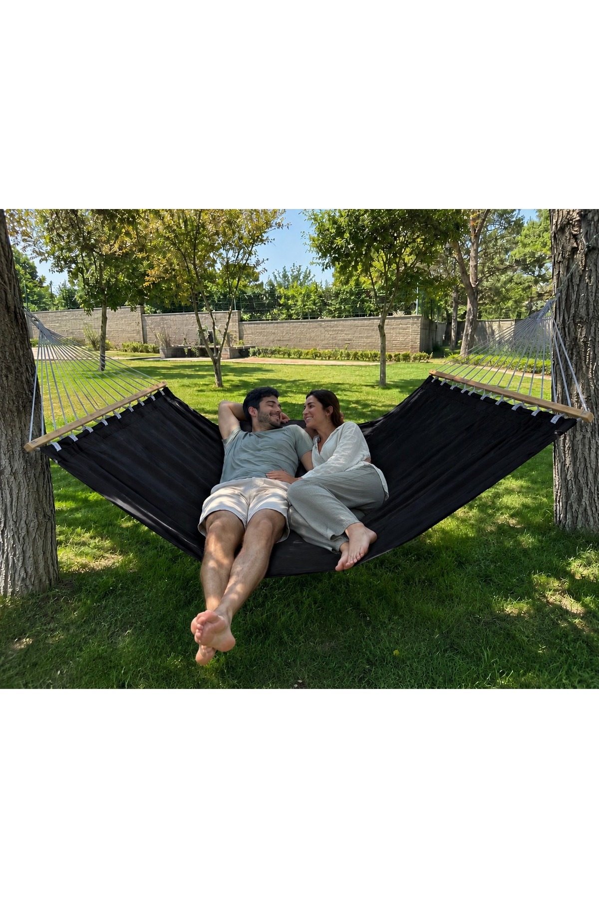 Çift Kişilik Kumaş Hamak Yazlık Kamp Hamağı Balkon Hamağı Salıncak Tek ve Çift Kişilik Kullanım 120 cm x 230 cm 300 Kg Taşır Bağlama ipli - 1