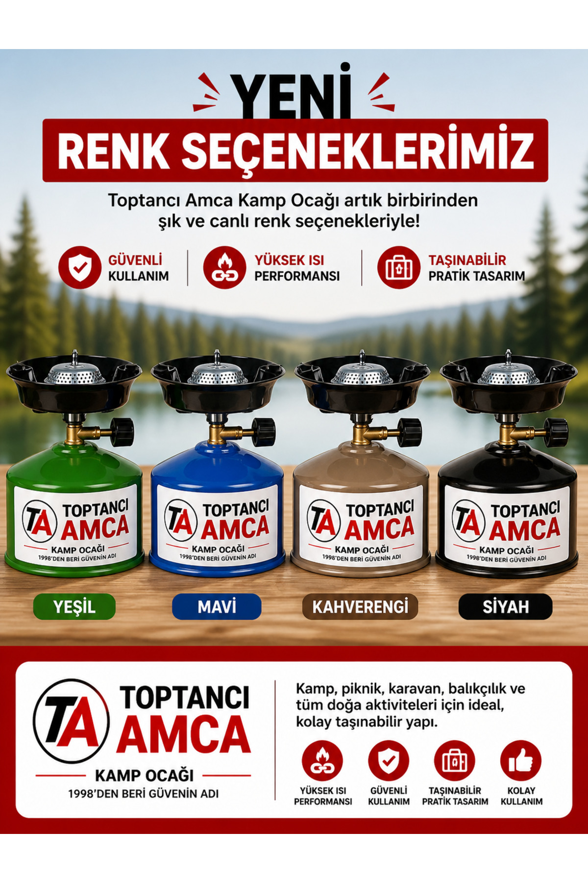 kamp ocağı çakmak gazı ile dolabilen kamp ocağı ayarlanabilir 1 Adet - 1