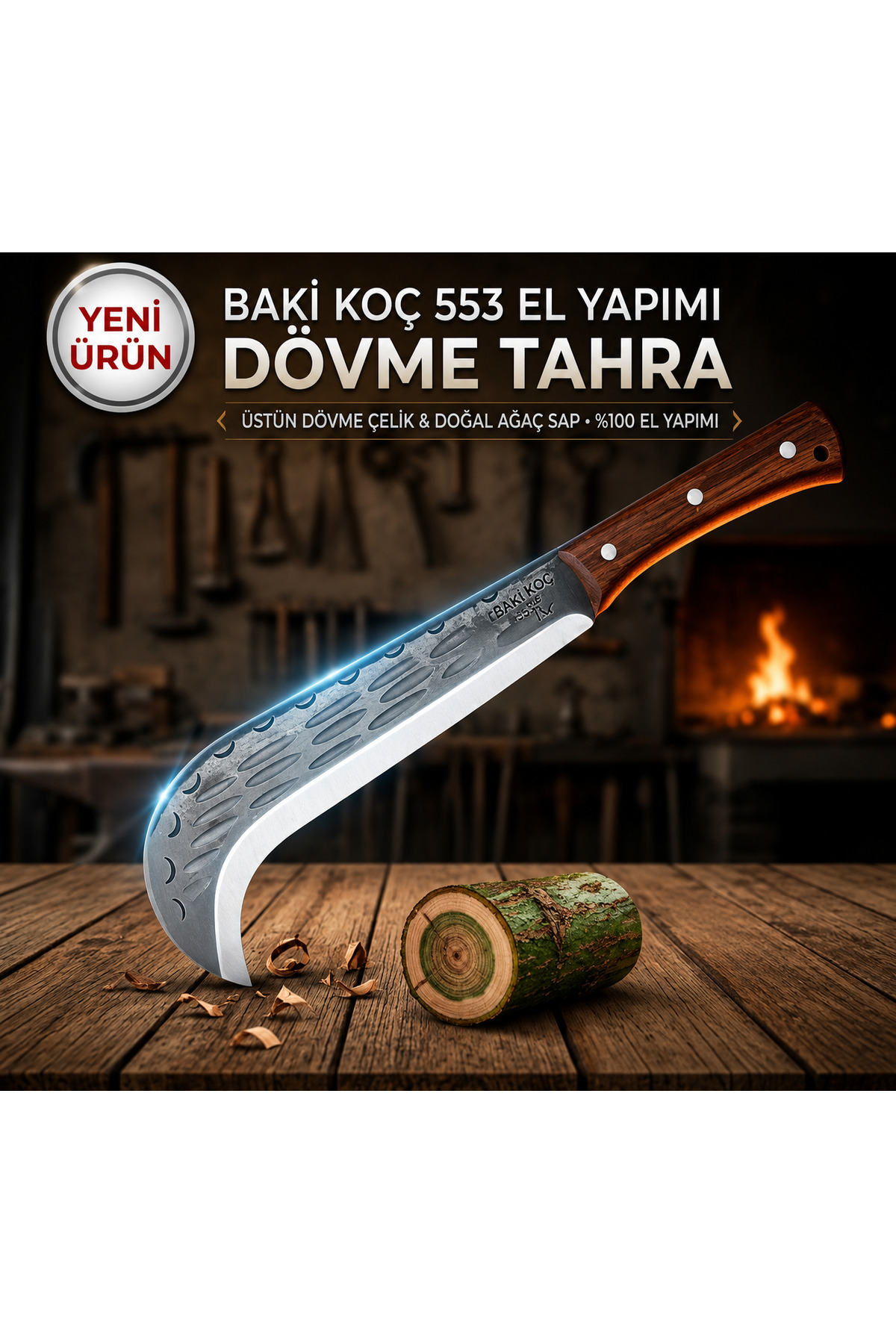 El tahrası balta bıçak tahra orak ağaç saplı tahra odun ağaç kesme dal kesme ot biçme 1