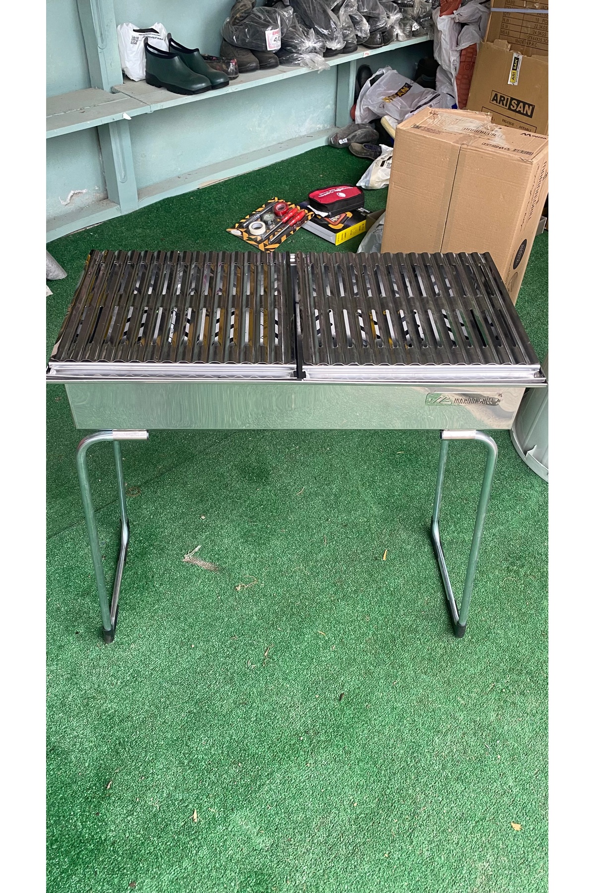 Ayaklı mangal ızgara büyük boy çelik krom mangal 430 çelik 35 x 70 cm xl 2