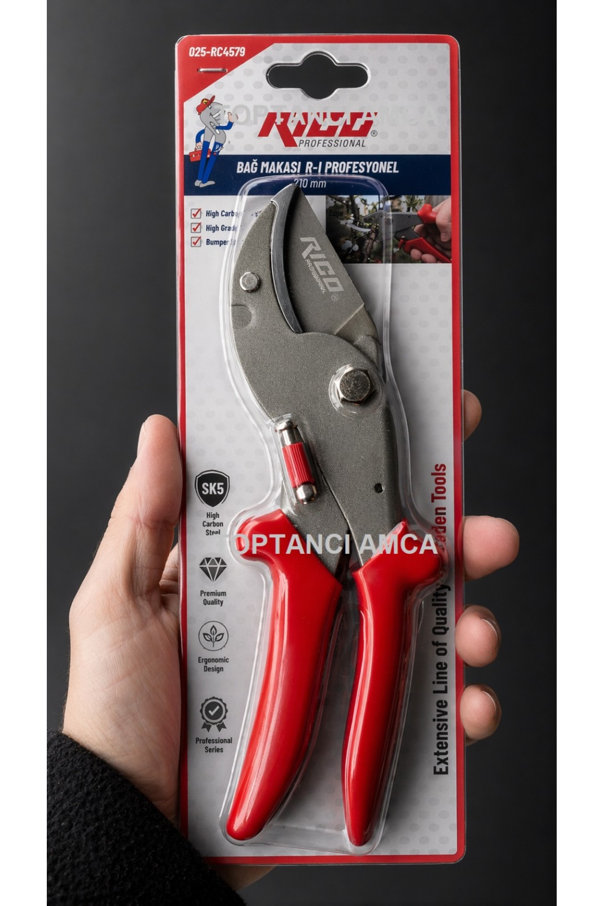 Bağ Makası Budama Makası Bahçe Dal Kesme Makası Ergonomik Çelik Bıçak Bahçe Makası 210 mm 3