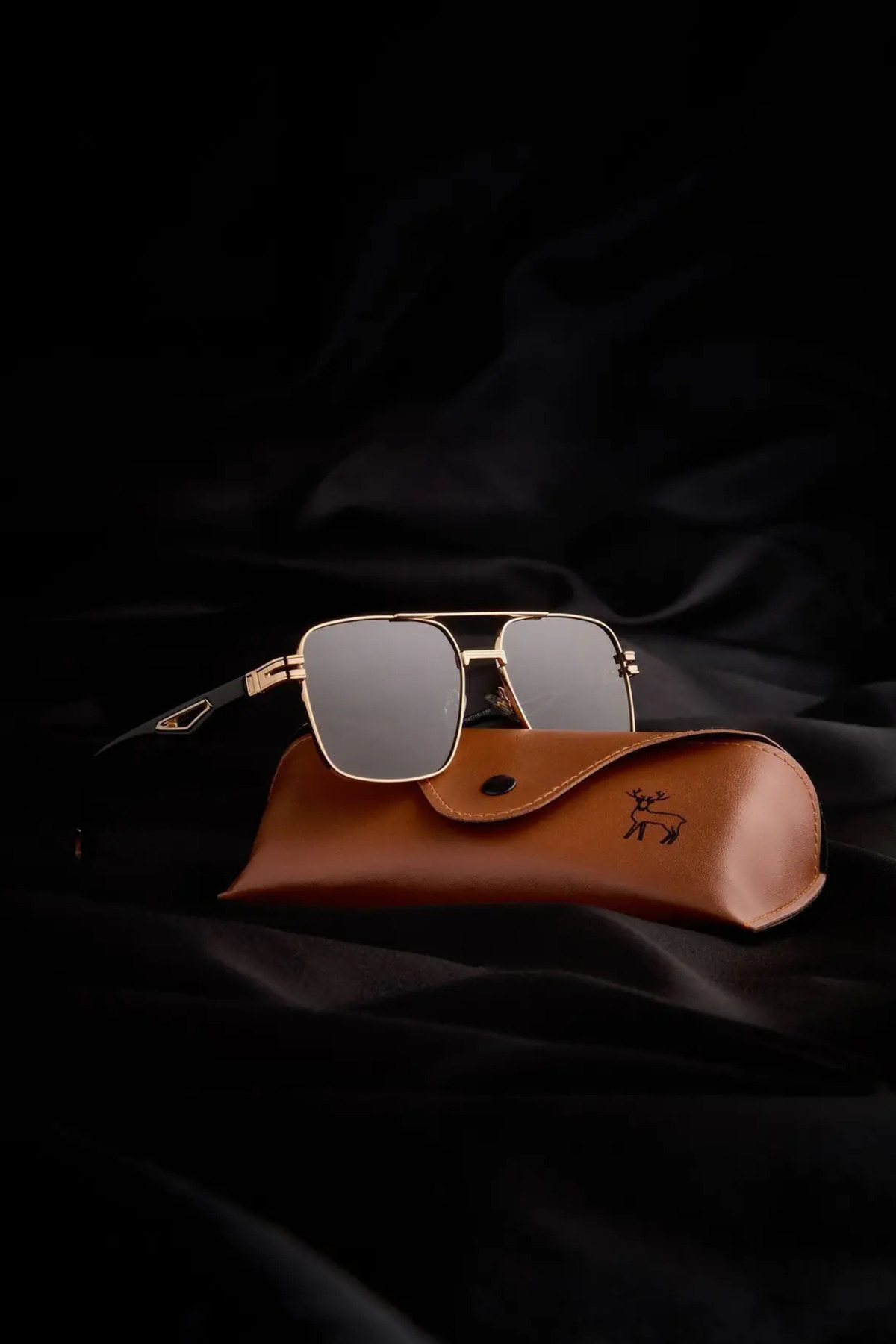 Polarize Yüksek Kalite Titanyum Çerçeve Gold Unisex Güneş Gözlüğü Kılıf Hediyeli 1