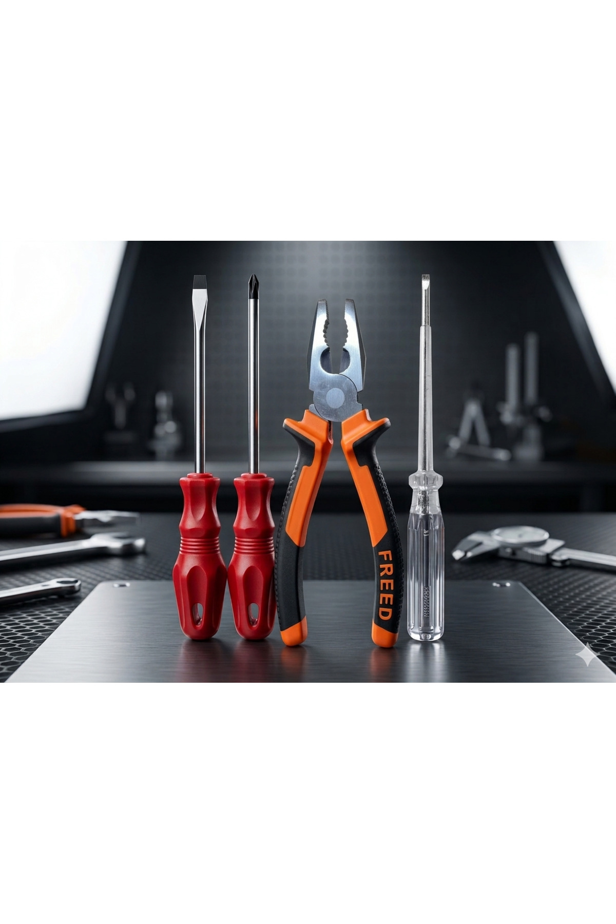 Oto Acil Tamir ve Yol Yardım Seti 5 Parça – Pense Tornavida El Feneri(Şarjlı kutulu) Araç İçi Set 5 parça 2