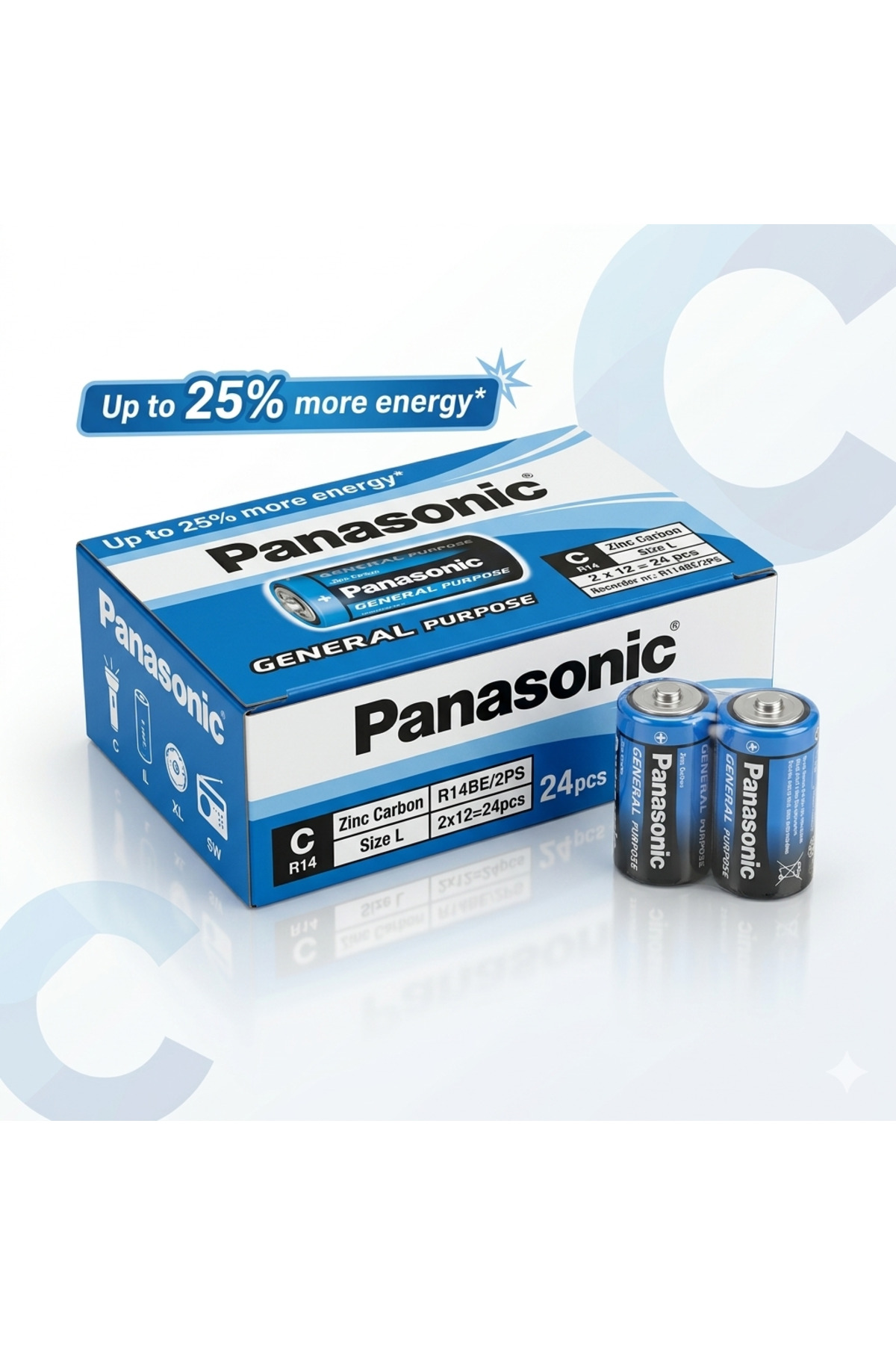 Manganez Orta Boy Pil R14 C 1.5V 120 Adet - Toptan Ekonomik Paket 2