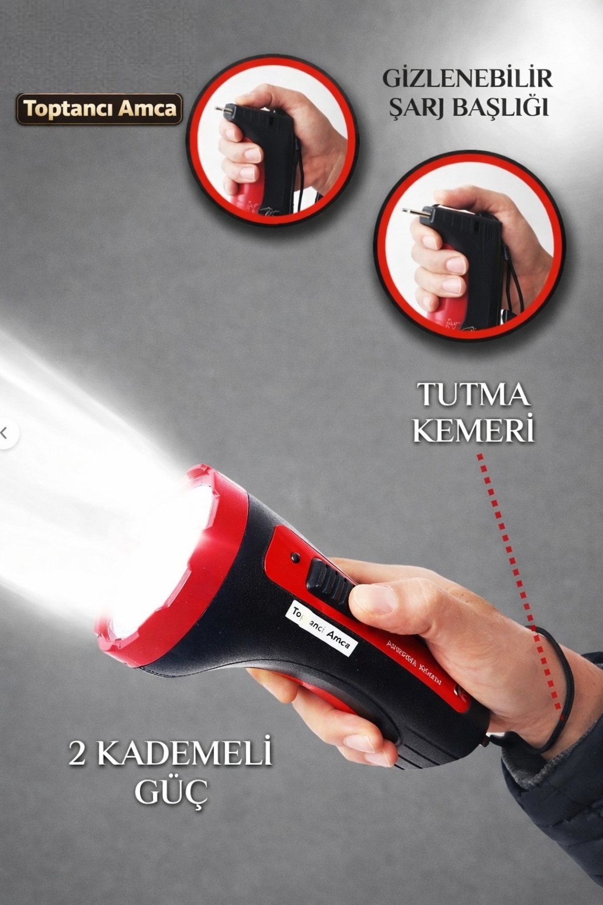 Ultra Güçlü 1 km Menzil El Feneri Şarjlı Prekejtör Kambur Fener Işıldak Lamba 10w 3