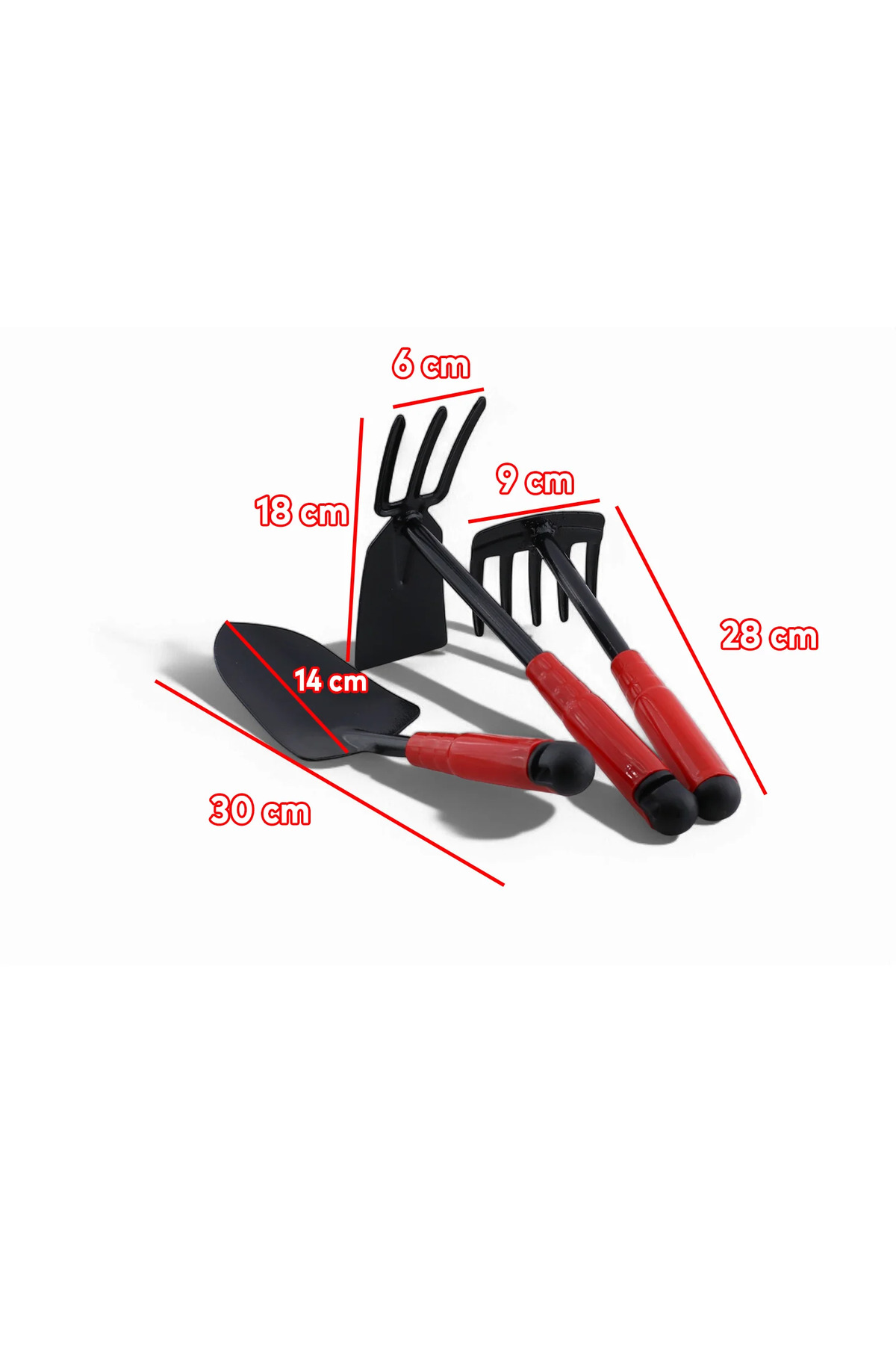 Hobi Çapa Tırmık 3'lü Set Metal Bahçe Tarla Çim Peyzaj Bitki Çiçek Ekme Toprak İşleme Küreği Küçük 3