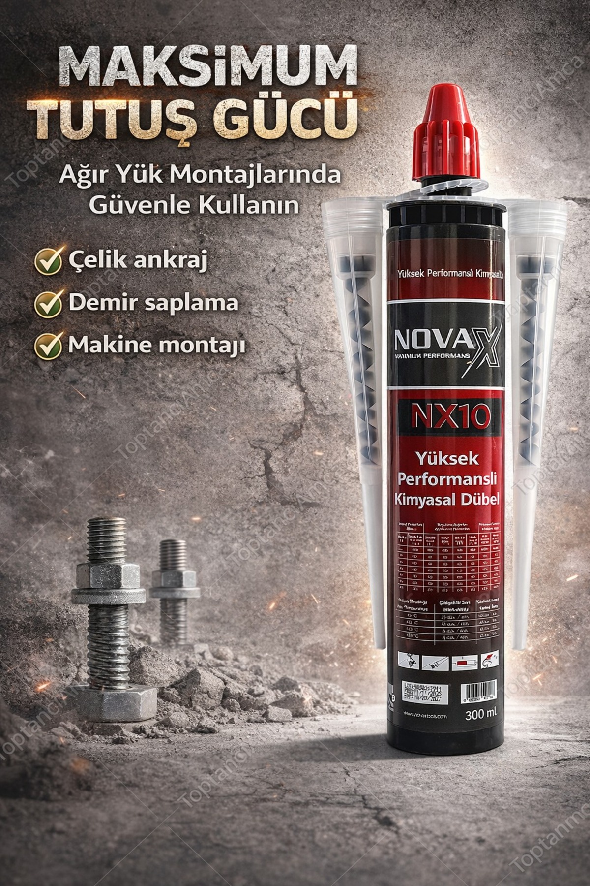 Kimyasal Dübel 300 ml 5’li Set Kimyasal Ankraj – Beton İçin Yüksek Mukavemetli NX10 2