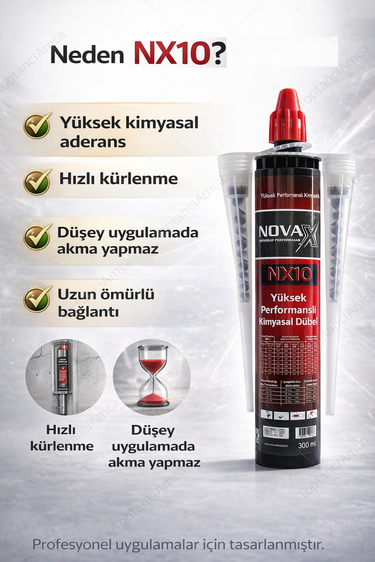 Kimyasal Dübel 300 ml 5’li Set Kimyasal Ankraj – Beton İçin Yüksek Mukavemetli NX10 3