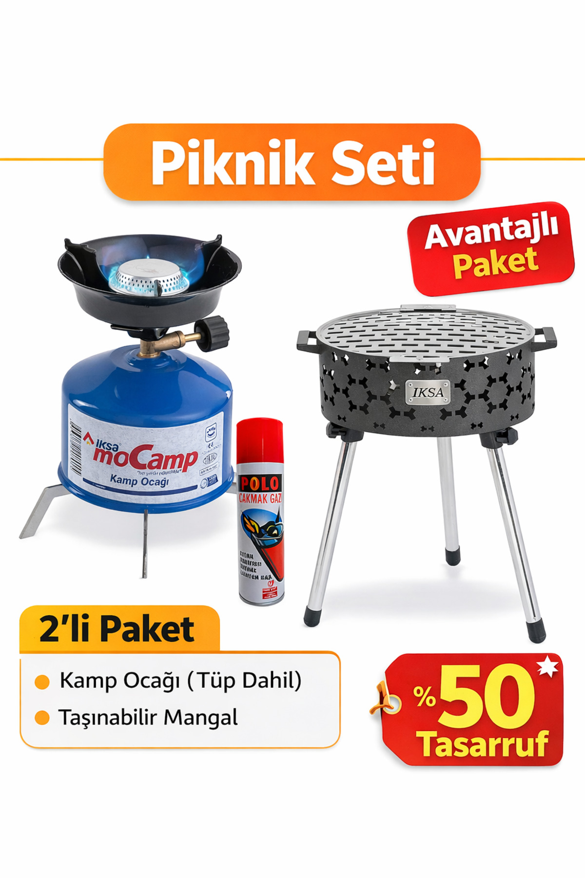 Mocamp Kamp Ocağı ve Katlanabilir Mangal Piknik Seti Orta 1