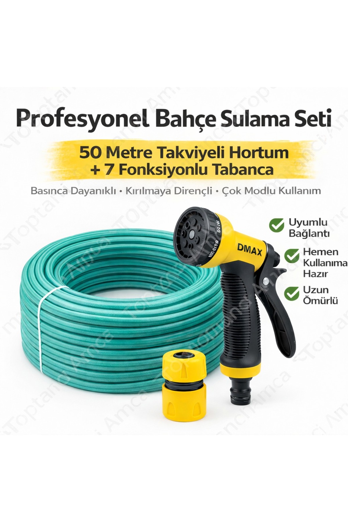 Takviyeli Bahçe Hortumu Balkon Hortumu + Ayarlı Fıskiye Tabancası Seti – 50 Metre | 1/2 inç EKONOMİK ÜRÜNDÜR GÜNLÜK KULLANIM 1