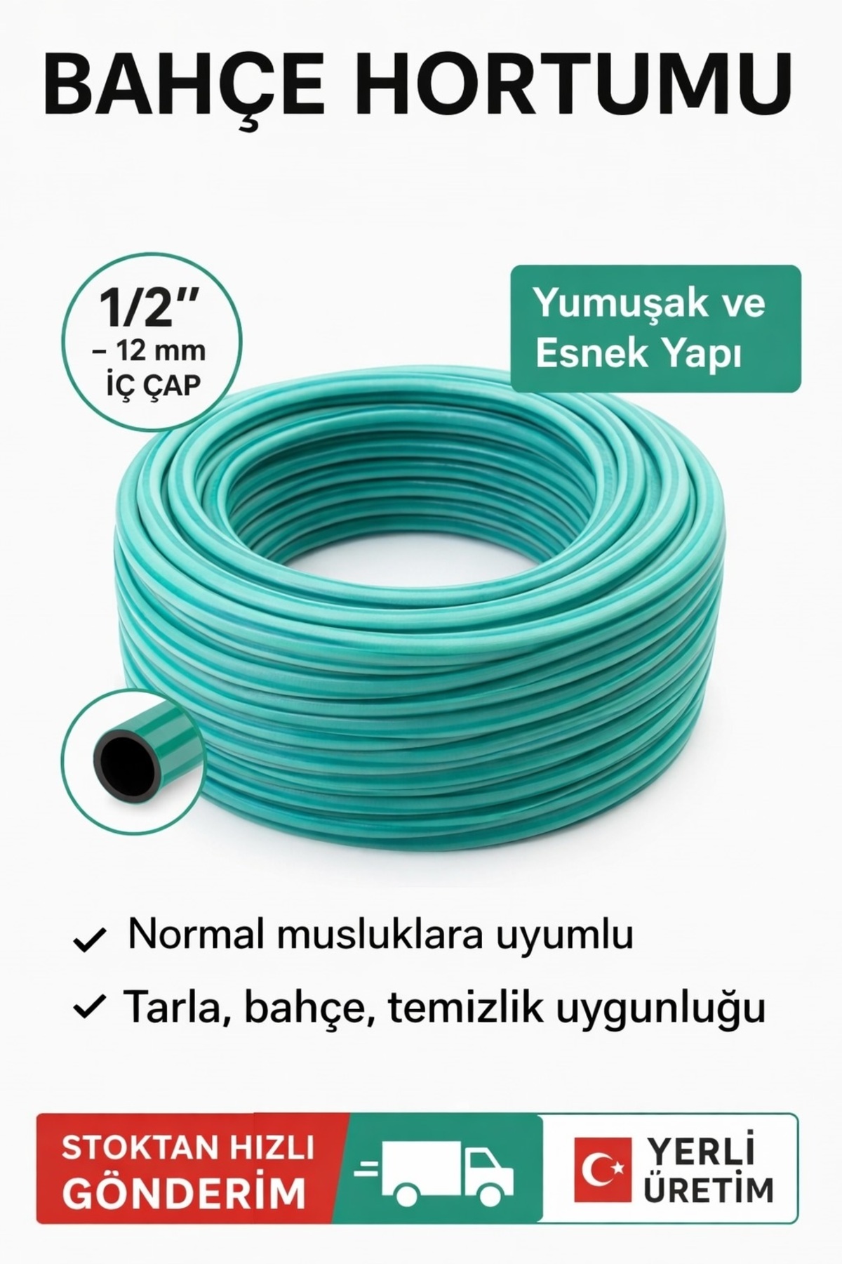 Takviyeli Bahçe Hortumu Balkon Hortumu + Ayarlı Fıskiye Tabancası Seti – 50 Metre | 1/2 inç EKONOMİK ÜRÜNDÜR GÜNLÜK KULLANIM 5