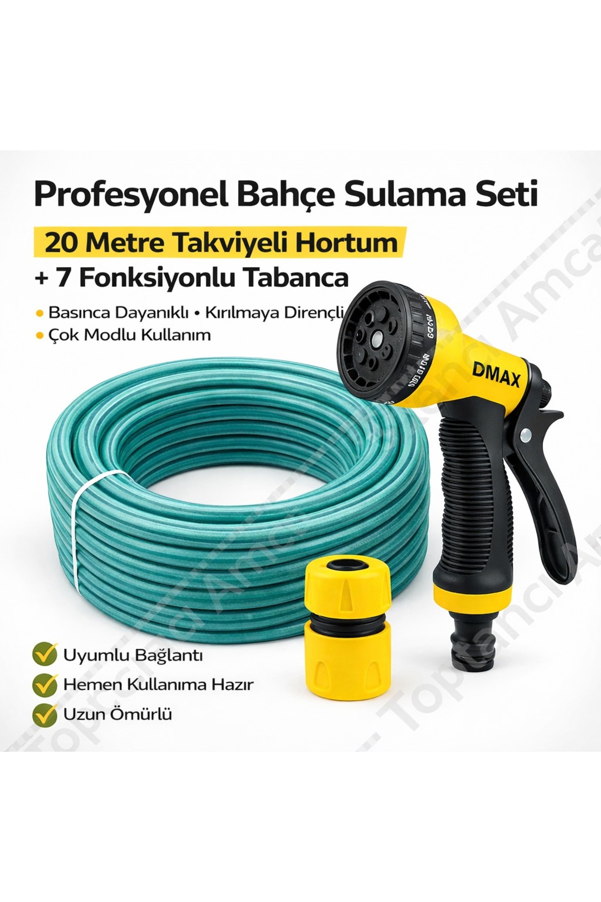 Takviyeli Bahçe Hortumu Balkon Hortumu + Ayarlı Fıskiye Tabancası Seti – 20 Metre | 1/2 inç EKONOMİK ÜRÜNDÜR GÜNLÜK KULLANIM 2