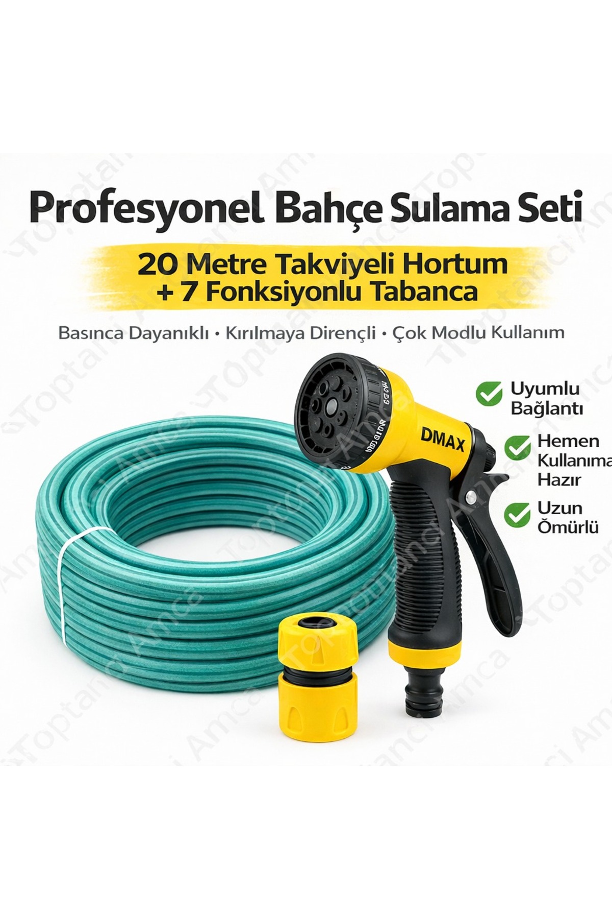 Takviyeli Bahçe Hortumu Balkon Hortumu + Ayarlı Fıskiye Tabancası Seti – 20 Metre | 1/2 inç EKONOMİK ÜRÜNDÜR GÜNLÜK KULLANIM 1