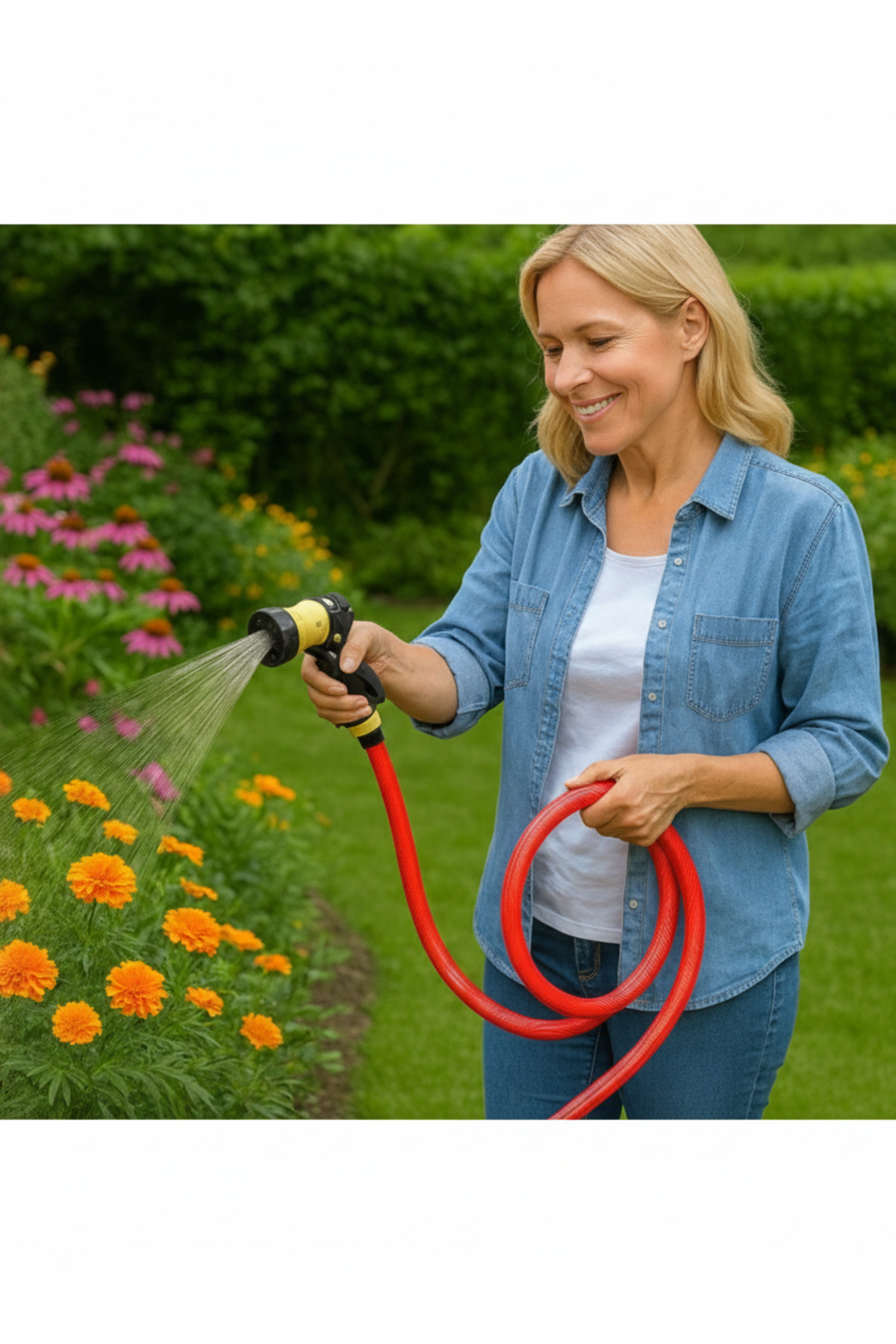 Silikonlu Esnek Balkon Bahçe Hortumu Ayarlı Fıskiye Tabancalı Seti – 20 Metre (tüm musluklar) 4
