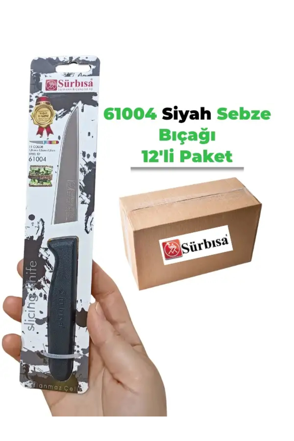 Sürbisa SİYAH RENK! 61004 Lazer Kesim Sebze Ve Soyma Bıçağı - 12'li Paket 1
