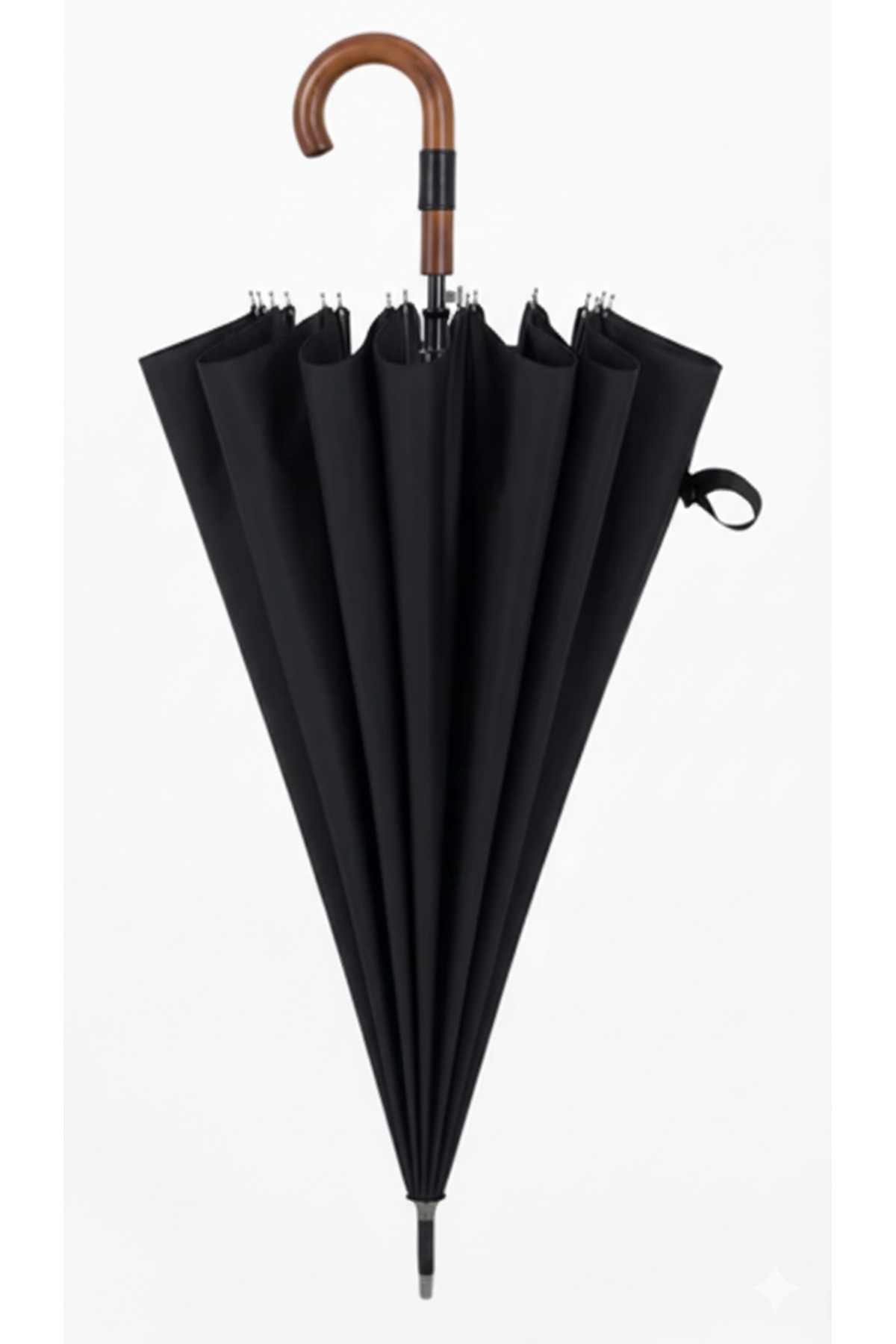 16 Telli Fiberglass İskelet Baston Şemsiye | 120 cm Çap - 98 cm Uzunluk | Rüzgar Dirençli Seri 3