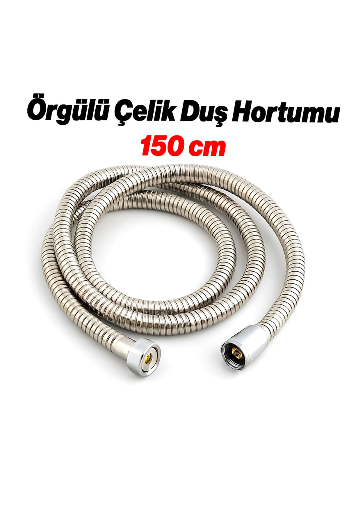 Mafsallı Duş Seti 3 Parça Krom Gümüş El Duşu Hortumu Banyo Aksesuarı Takımı Su Tasarruflu Başlığı 3