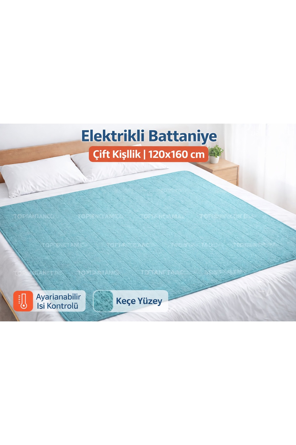 Elektrikli Battaniye Çift Kişilik 120x160 cm – Keçe Yüzey, Isı Ayarlı, Çantalı Toptan Fiyat
