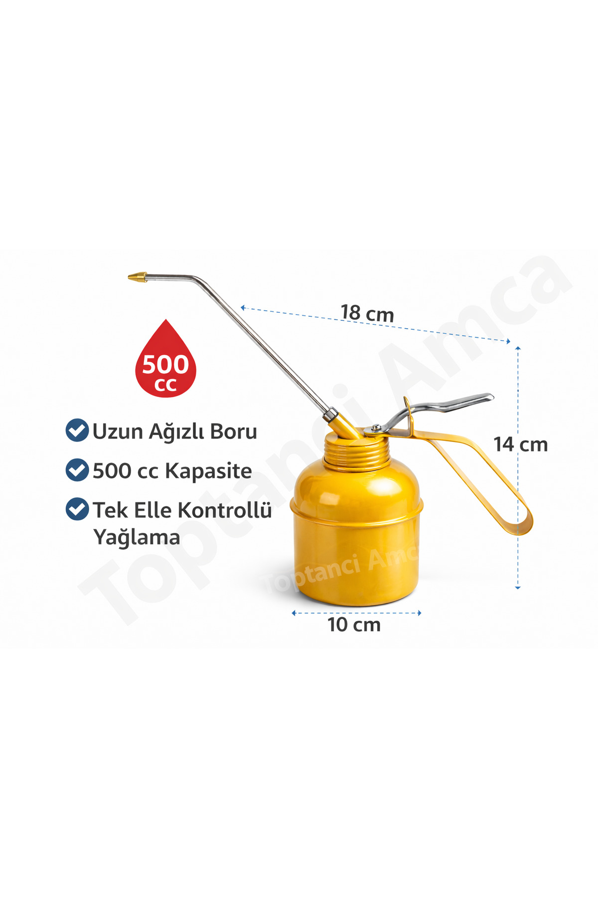 500 cc Tamamı Metal Sarı Yağdanlık – Uzun Borulu, Tetikli, Demonte Yapı 3