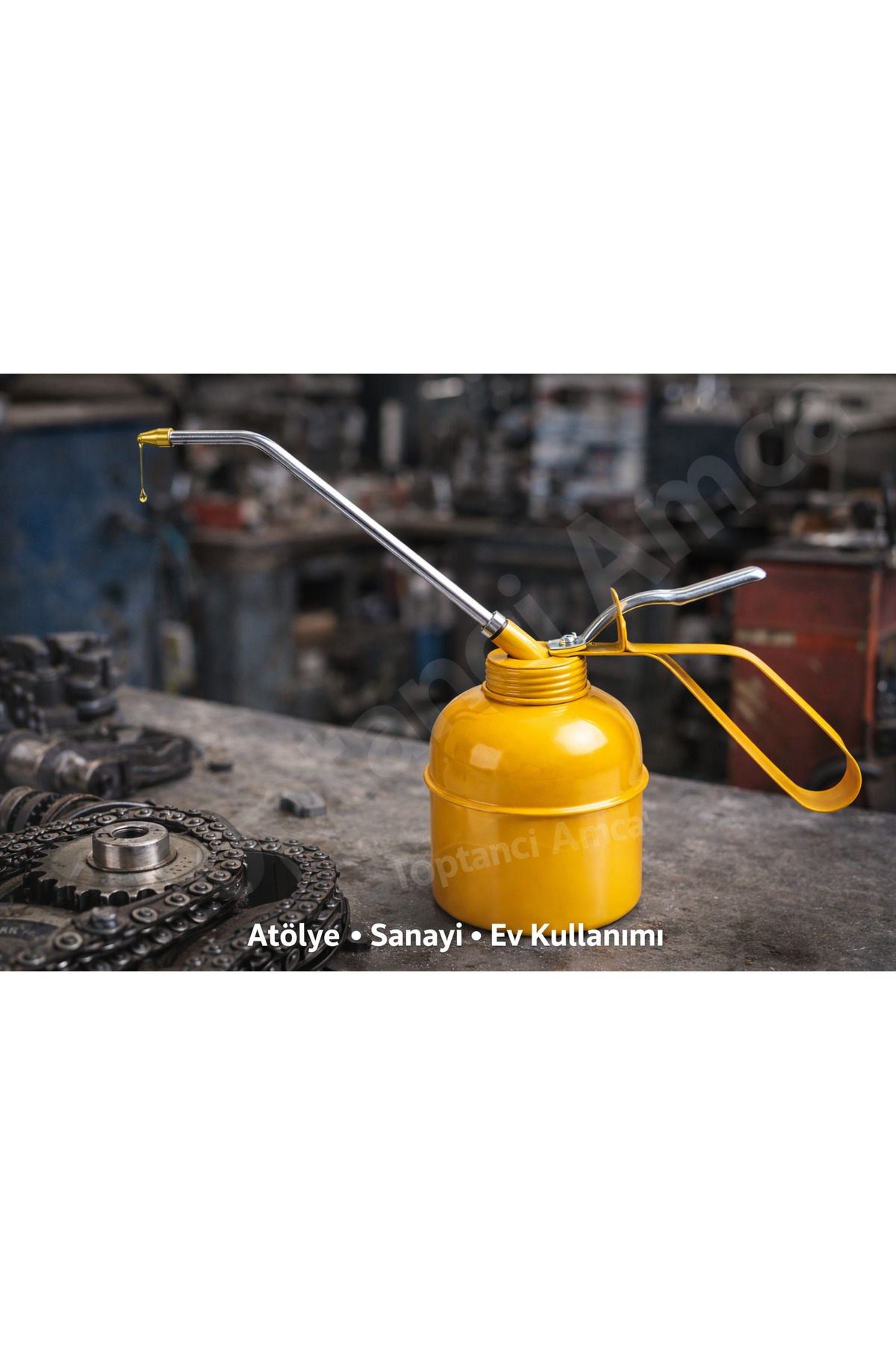 500 cc Tamamı Metal Sarı Yağdanlık – Uzun Borulu, Tetikli, Demonte Yapı 2