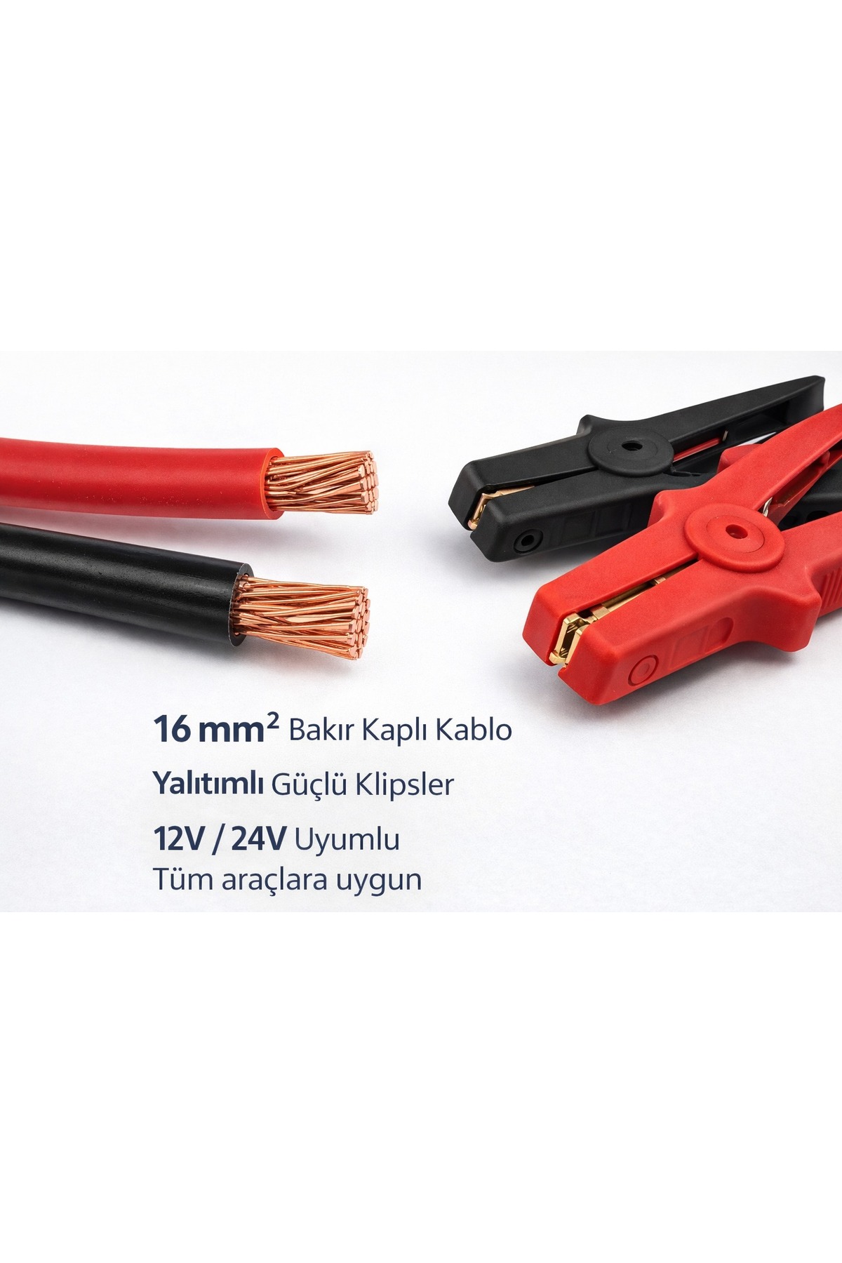 Profesyonel Akü Takviye Kablosu Seti 16mm2 2.5 Metre + Katlanır Numaratör - Tüm Araçlara Uygun 5