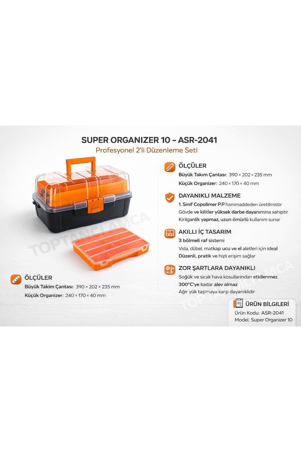 Balıkçı Çantası 2’li Organizer Set – 16” Raflı Takım Çantası + 10” Vidalık 2