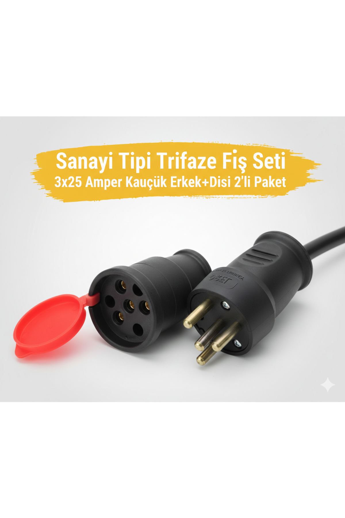 Sağlam Trifaze Kauçuklu 3 Fazli Sanayi Seti Dayanıklı 25 Amper 380 Volt - 1