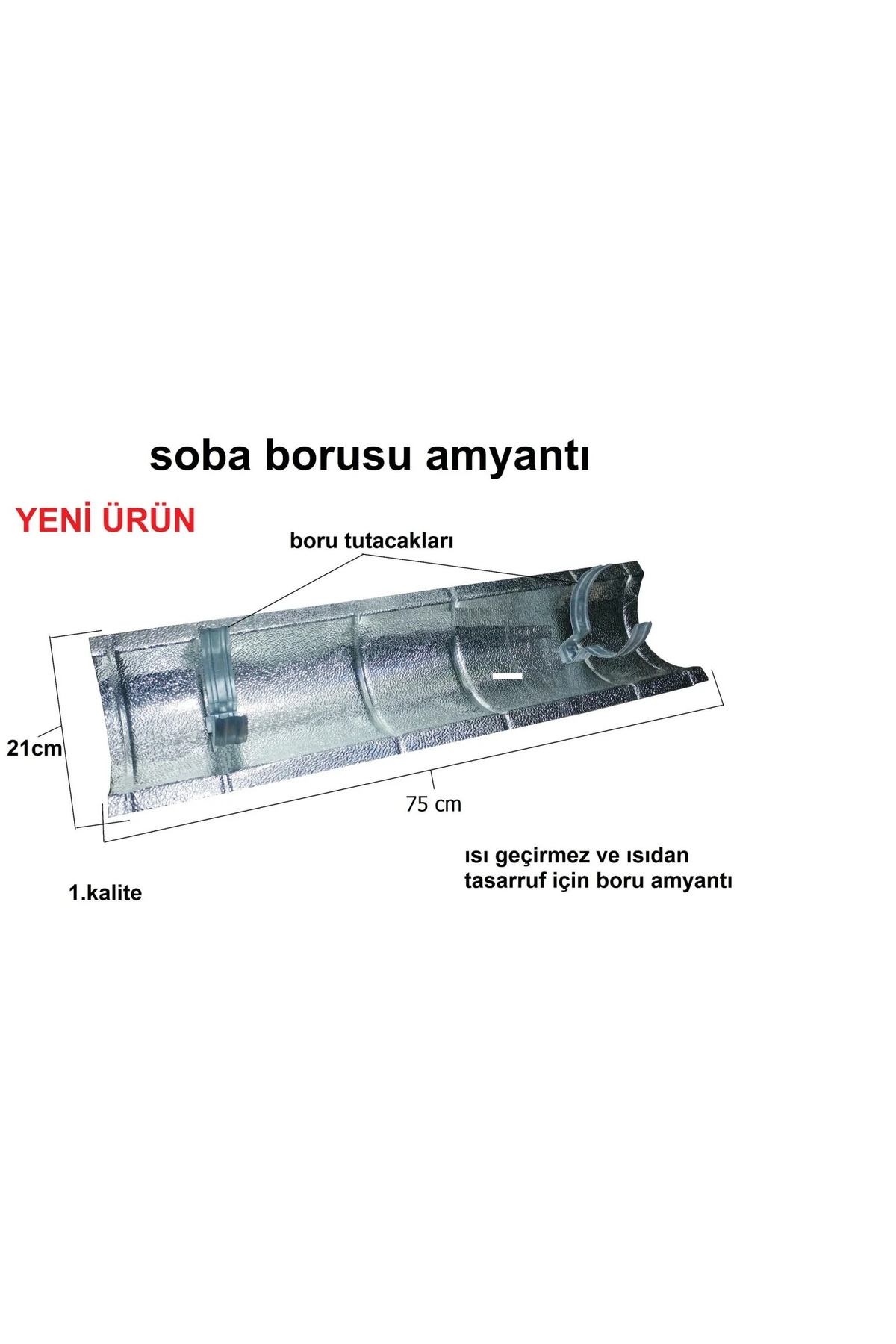 5'li Set Soba Borusu Isı Kalkanı Amyantı - 75x21 cm Yanmaz 4