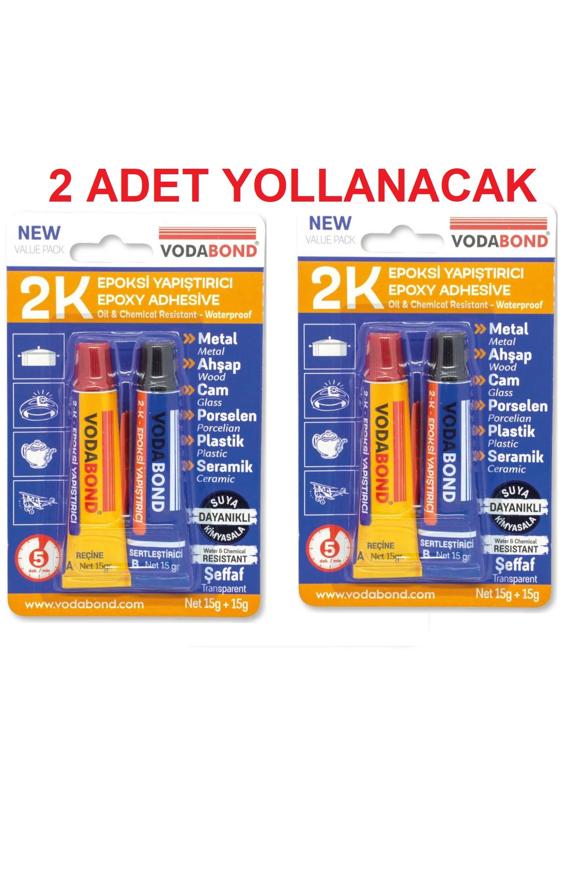 2K Güçlü Epoksi Yapıştırıcı Metal Plastik Cam Dekoratif İşler İçin Cam Yapıştırıcı (2 Paket)