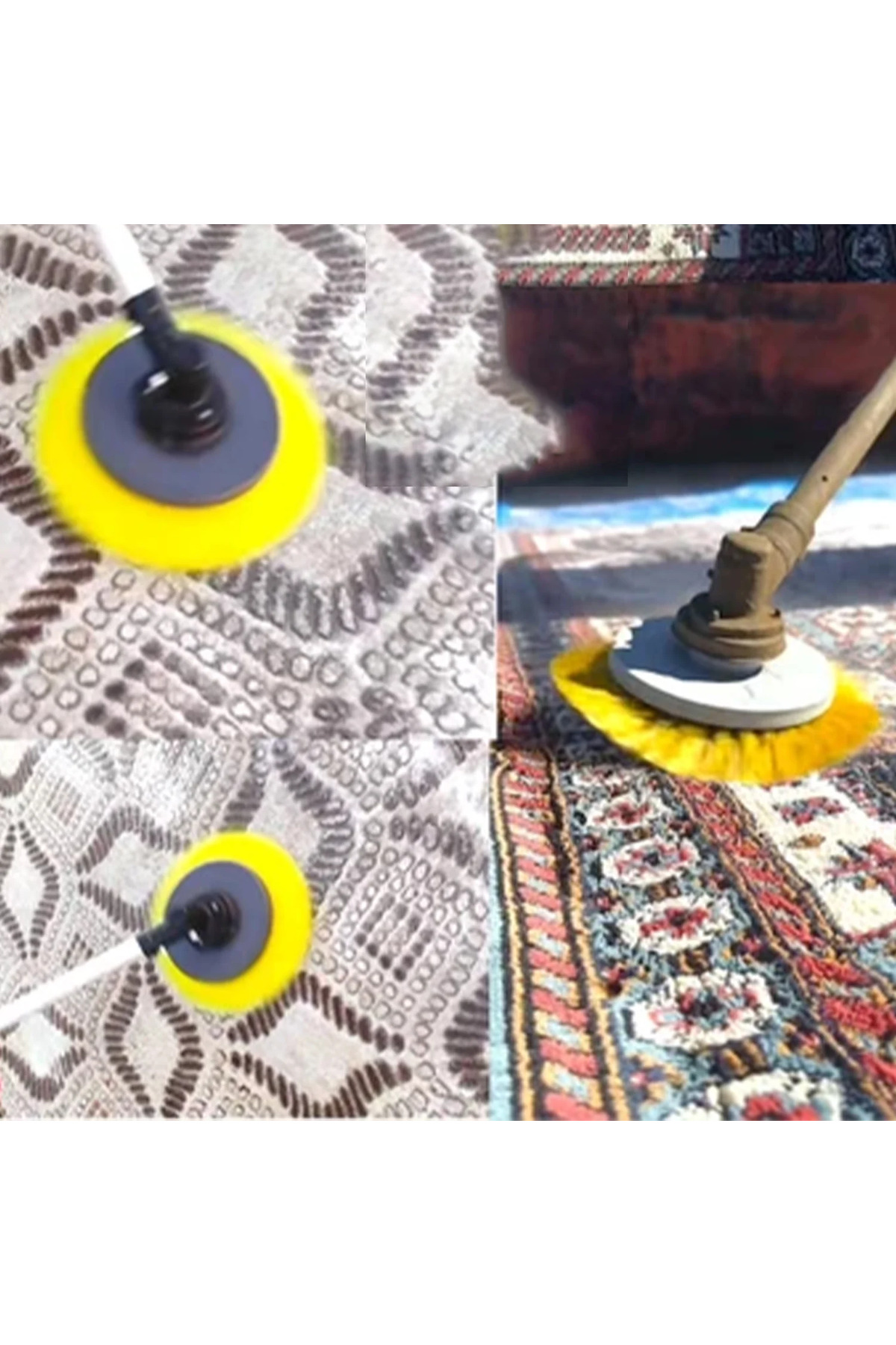 Motorlu Tırpan Matkap Uyumlu Halı Koltuk Yıkama Fırçası Temizleme Başlığı Aparat Silindir Leke Çıkar 3