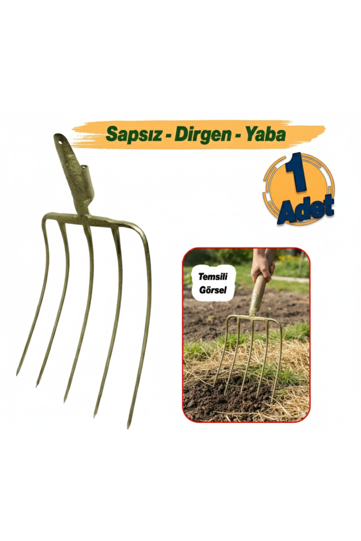 Sapsız Metal 5 Dişli Yaba Ot Saman Balya Taşıma Karıştırma Dirgen Harman Sapları Yayma Aleti 1 Adet 1