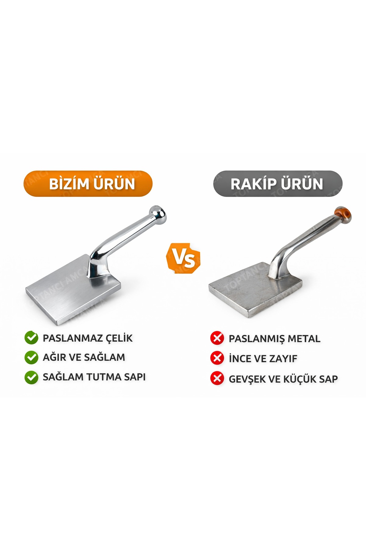Çelik Et Döveceği No:3 – 950 g | Et Yumuşatma Tokmağı / Mutfağınız İçin Pratik Araç 2