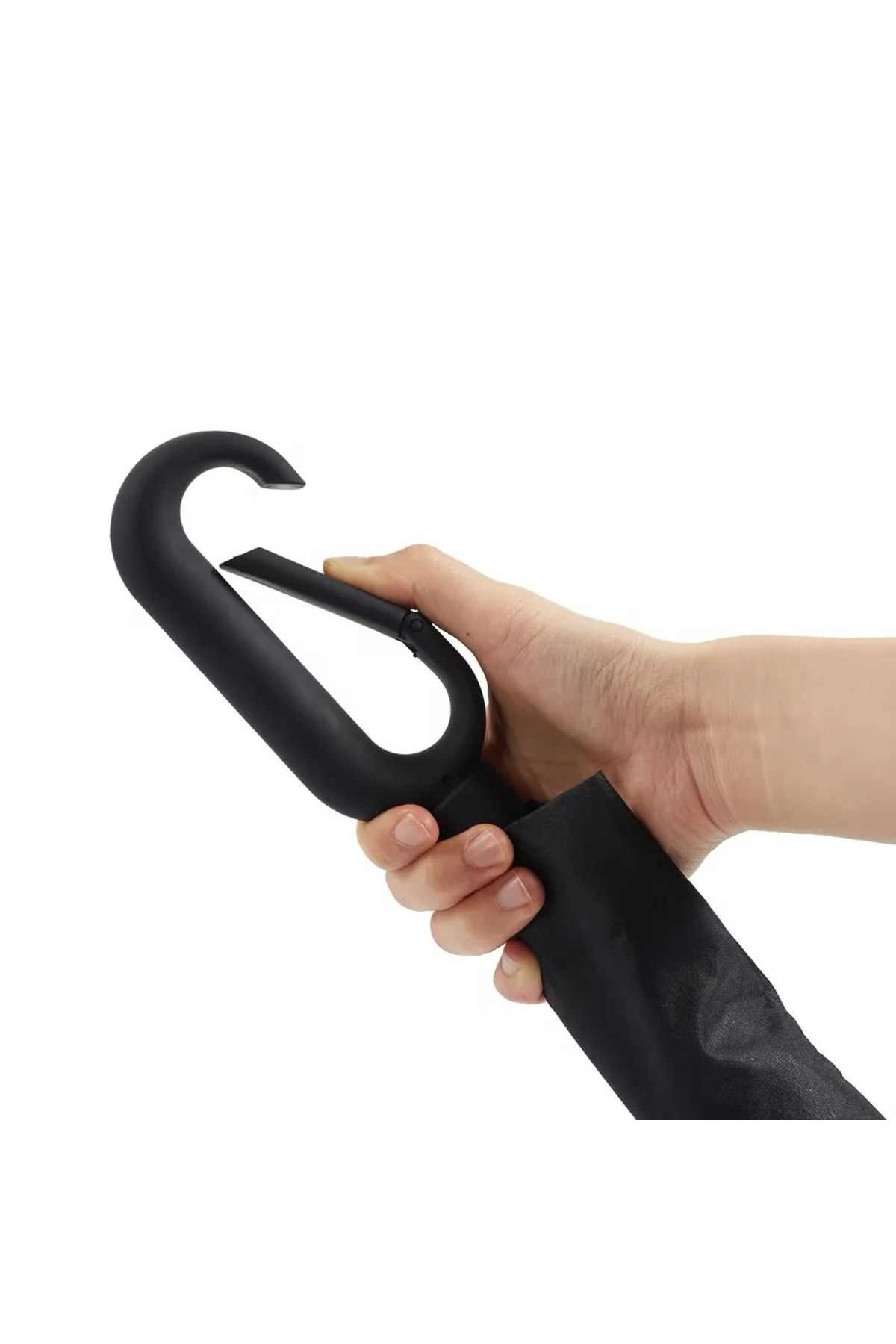 Hook Kancalı Siyah Kılıflı Unisex Kaliteli Full Otomatik Şemsiye 10 Telli Siyah 105 cm çaplı 4