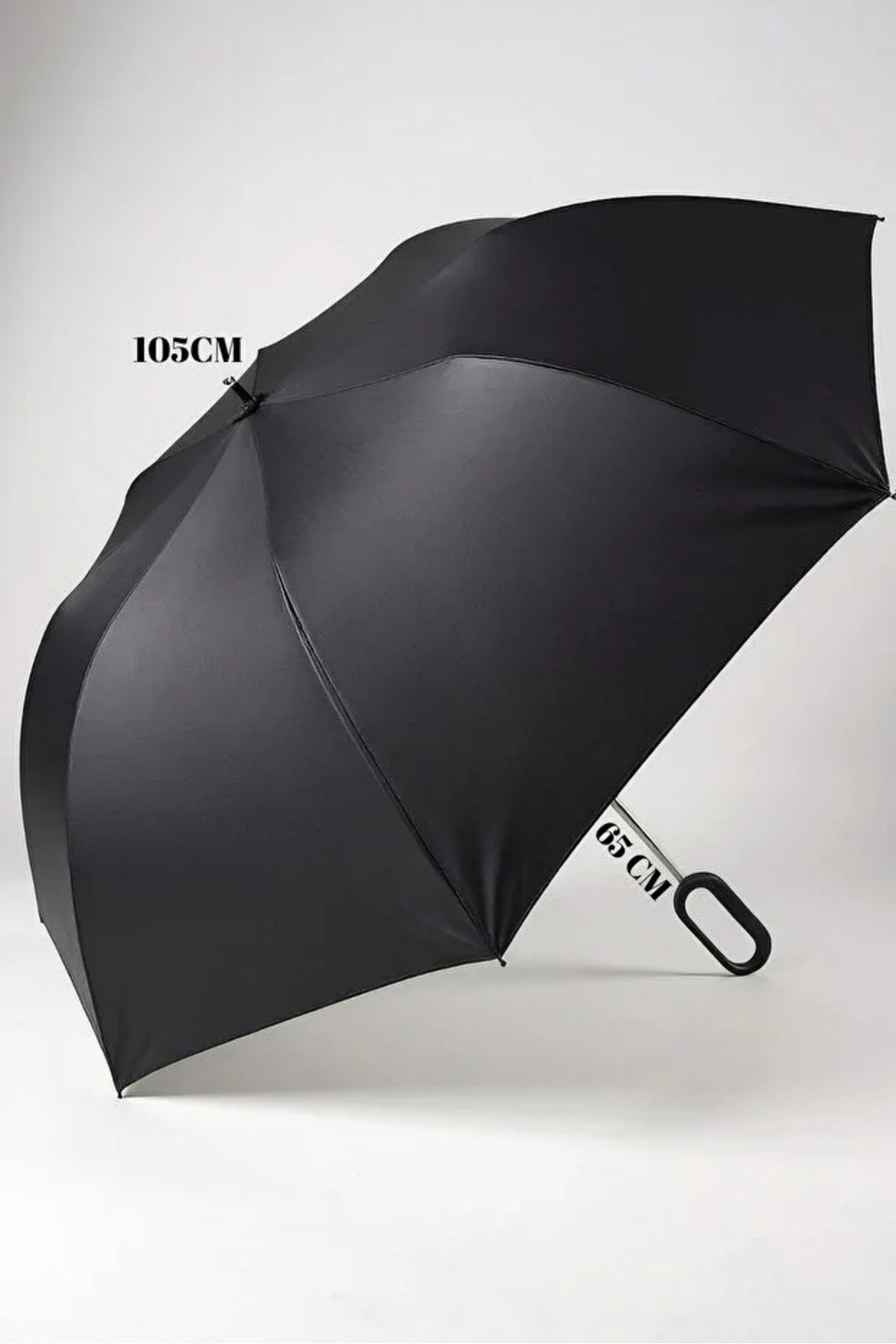 Hook Kancalı Siyah Kılıflı Unisex Kaliteli Full Otomatik Şemsiye 10 Telli Siyah 105 cm çaplı 3
